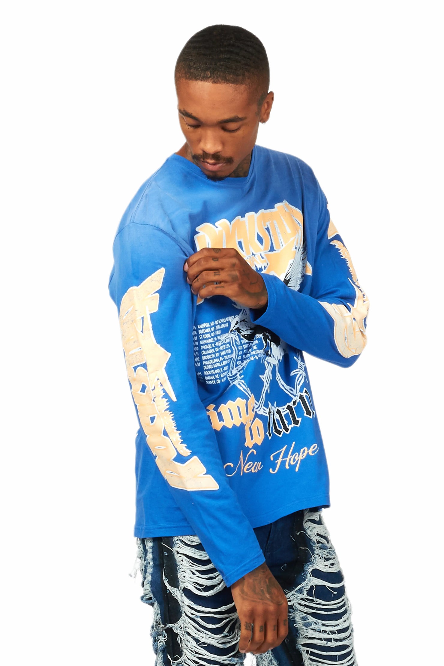 Burial Royal Blue Long Sleeve Graphic T-Shirt