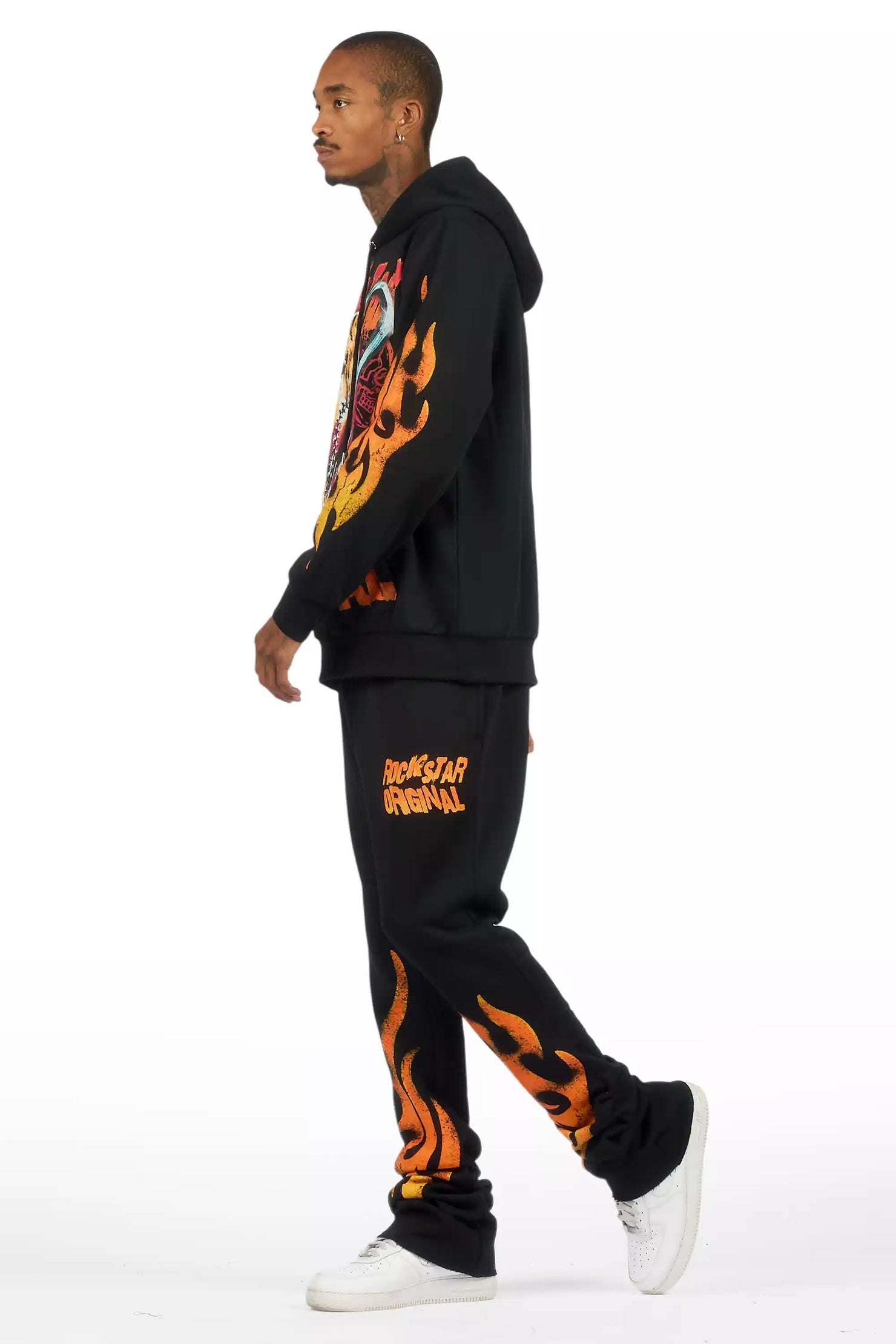 Zo Black Hoodie/Stacked Pant Track Set