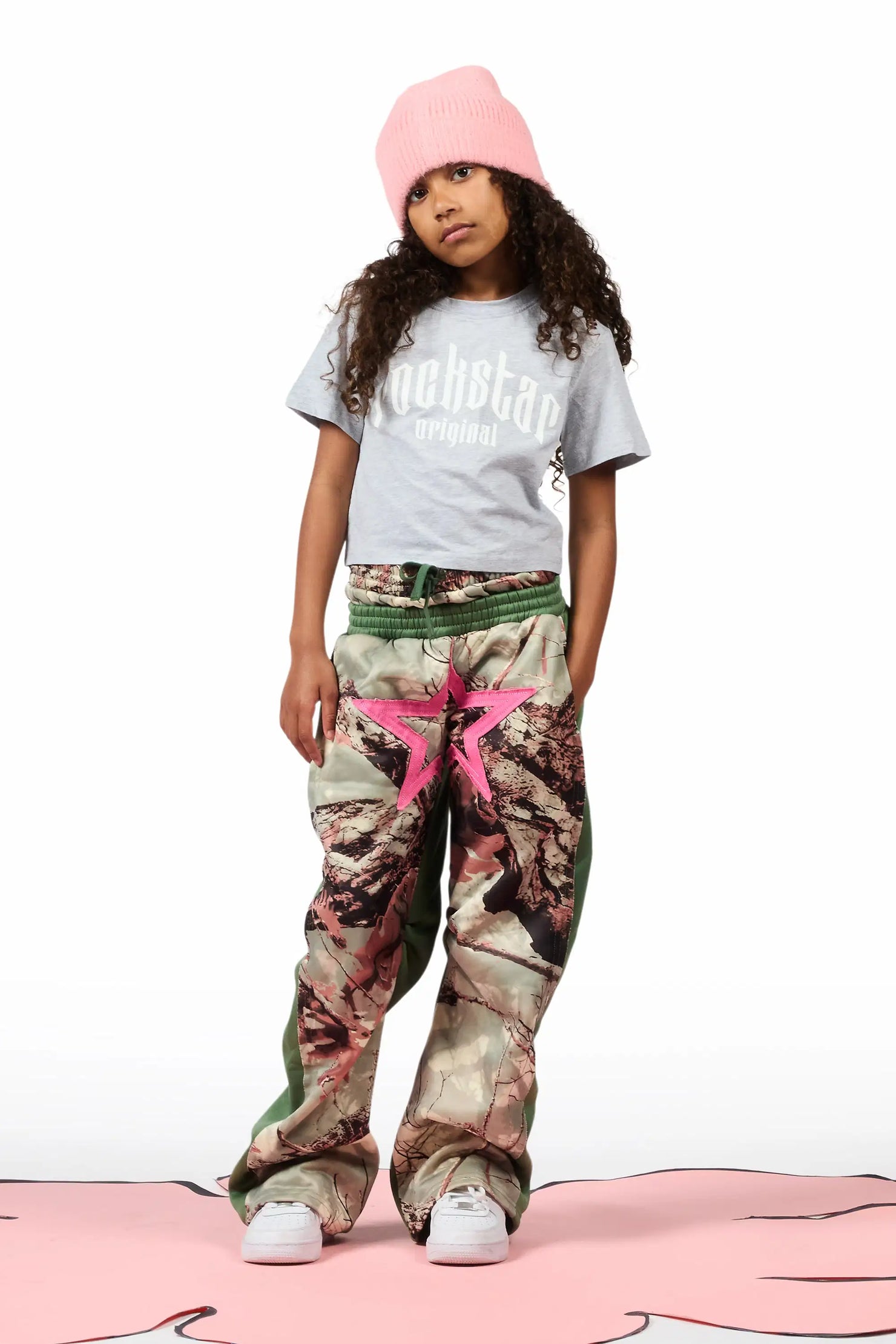 Girls Canaan Camo Double Waisted Baggy Track Pant