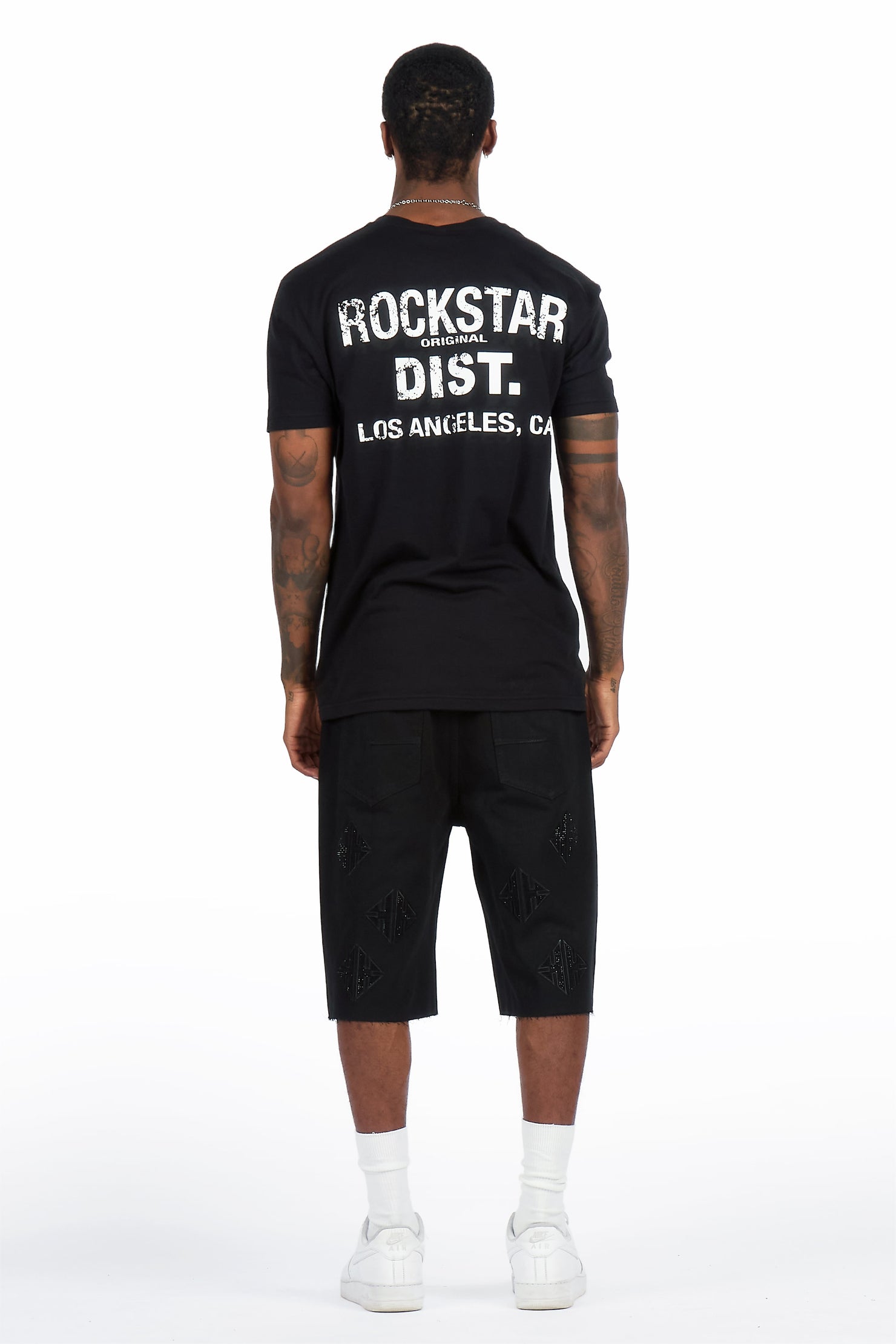 Chelot Black Rhinestones Denim Short
