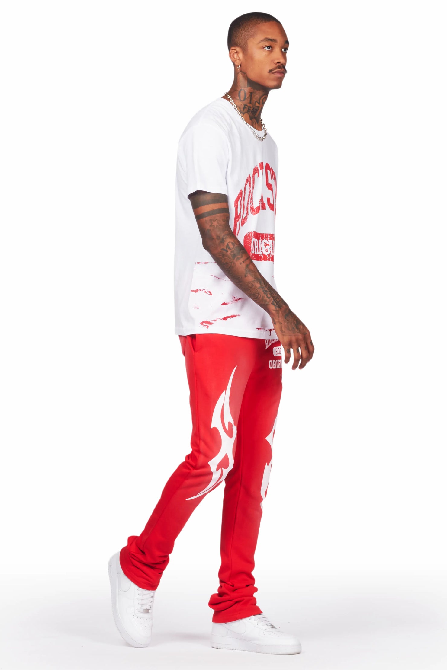 Hugin White/Red T-Shirt/Stacked Flare Track Set