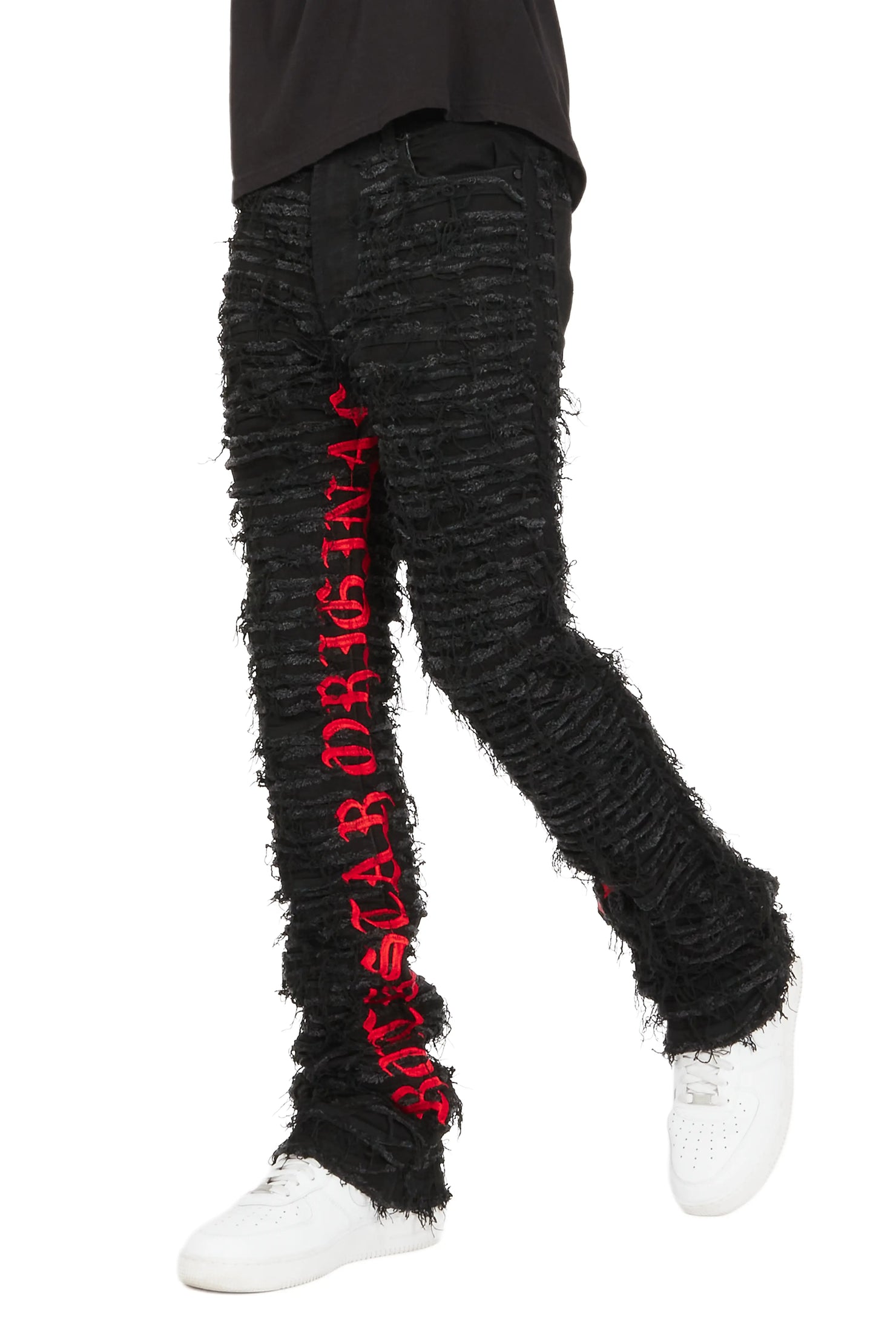 Giovanni Black Stacked Flare Jean