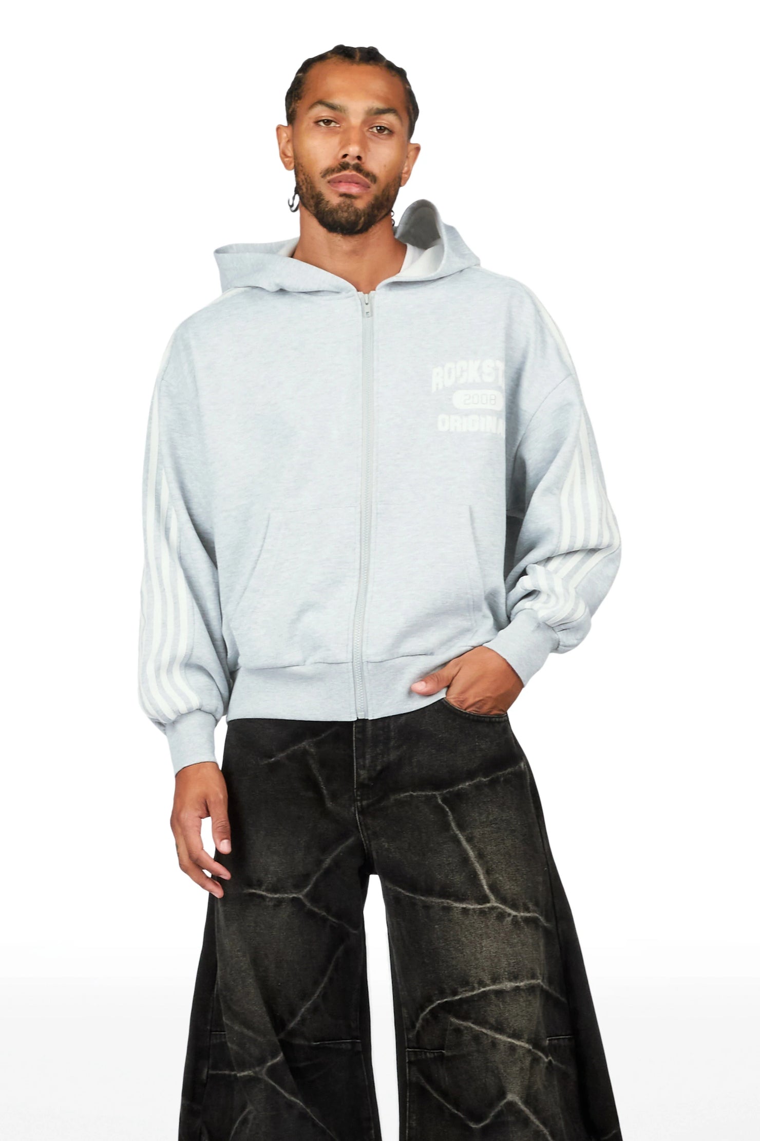 Tylla Heather Grey Zip Up Hoodie