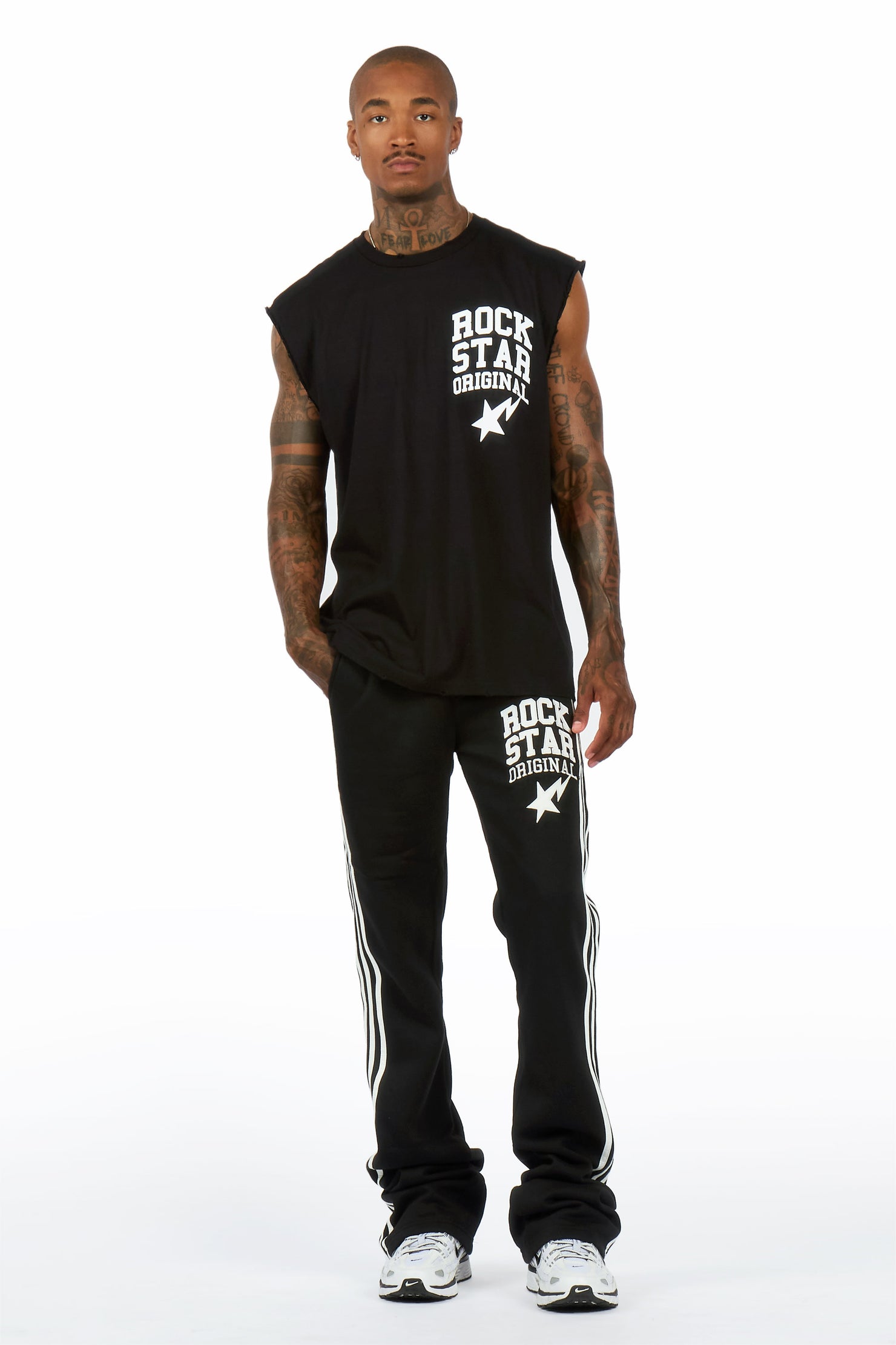 Gerrit Black Cut Sleeve/Baggy Pant Track Set