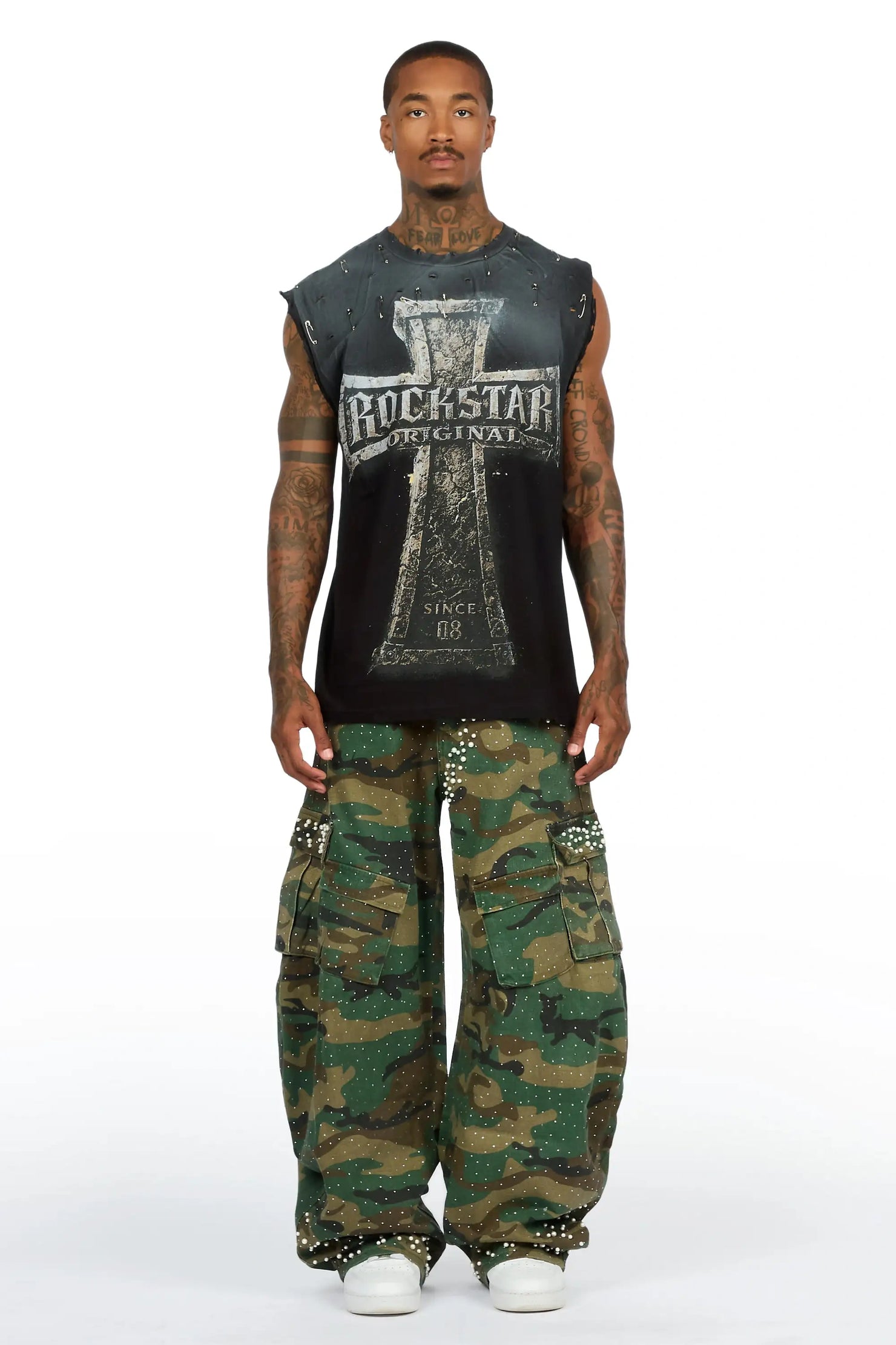 Bryx Camo Rhinestone Barrel Fit Jean