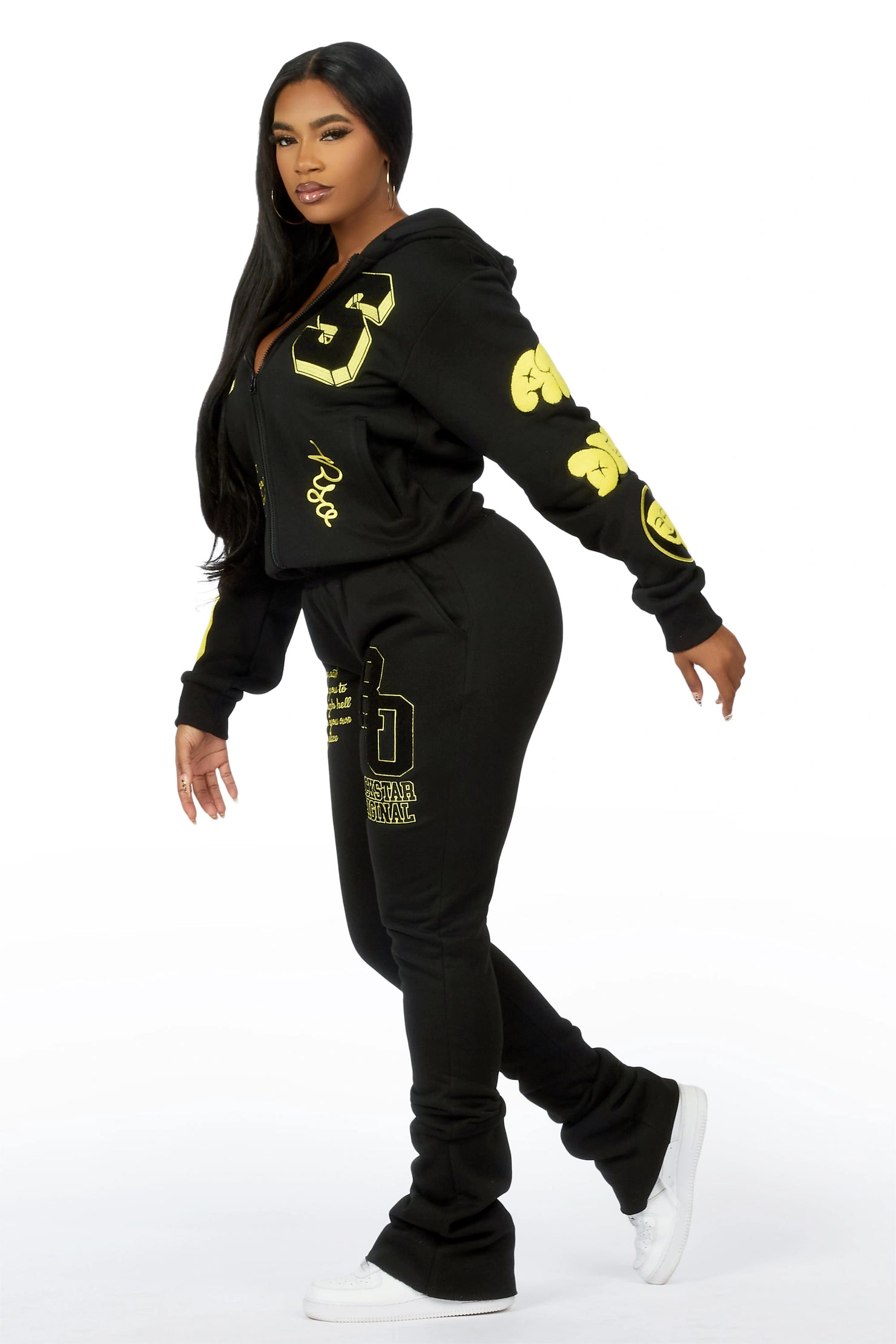 Leslee Black/Yellow Super Stacked Track Set