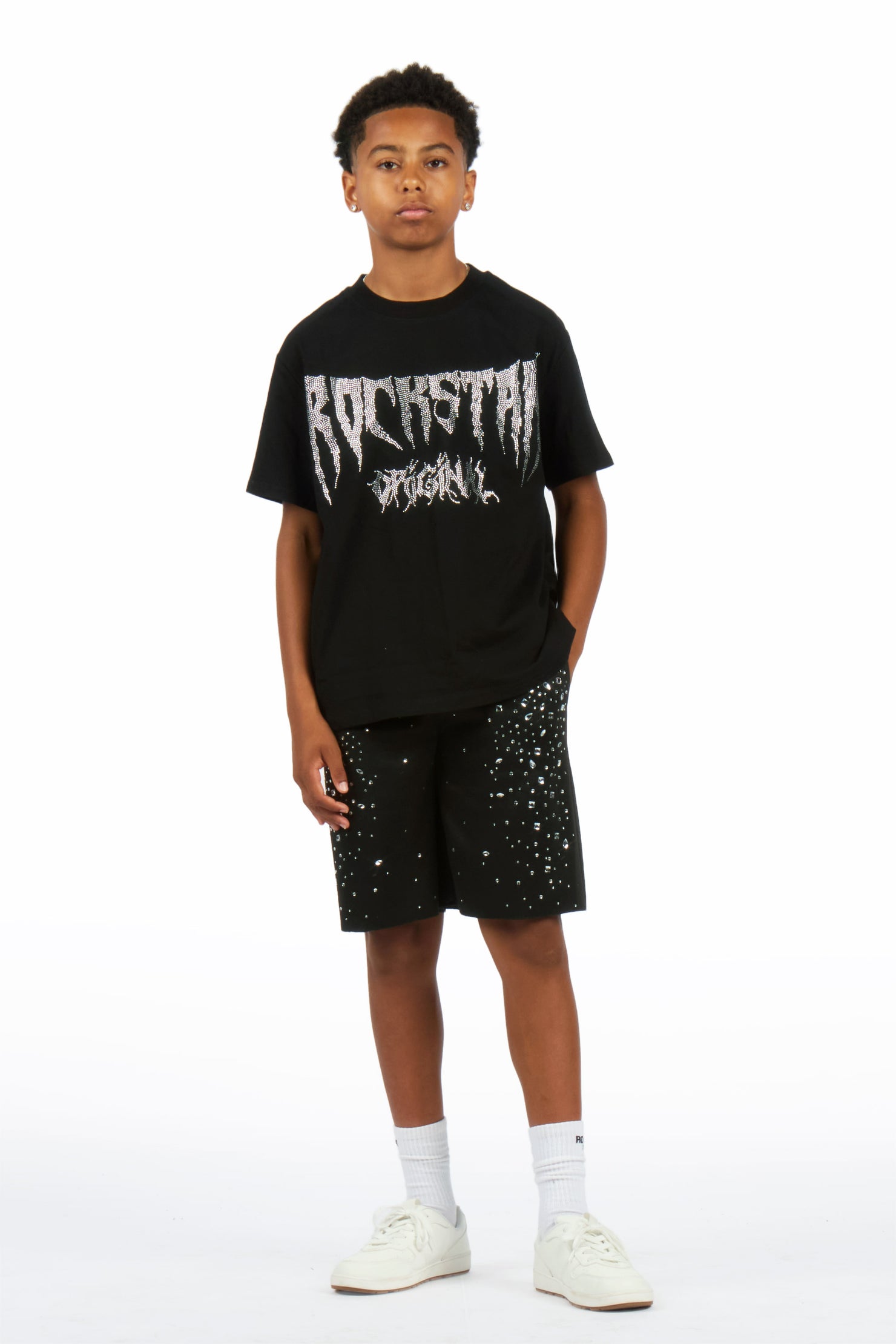 Boys Twinkle Black Rhinestone Short Set