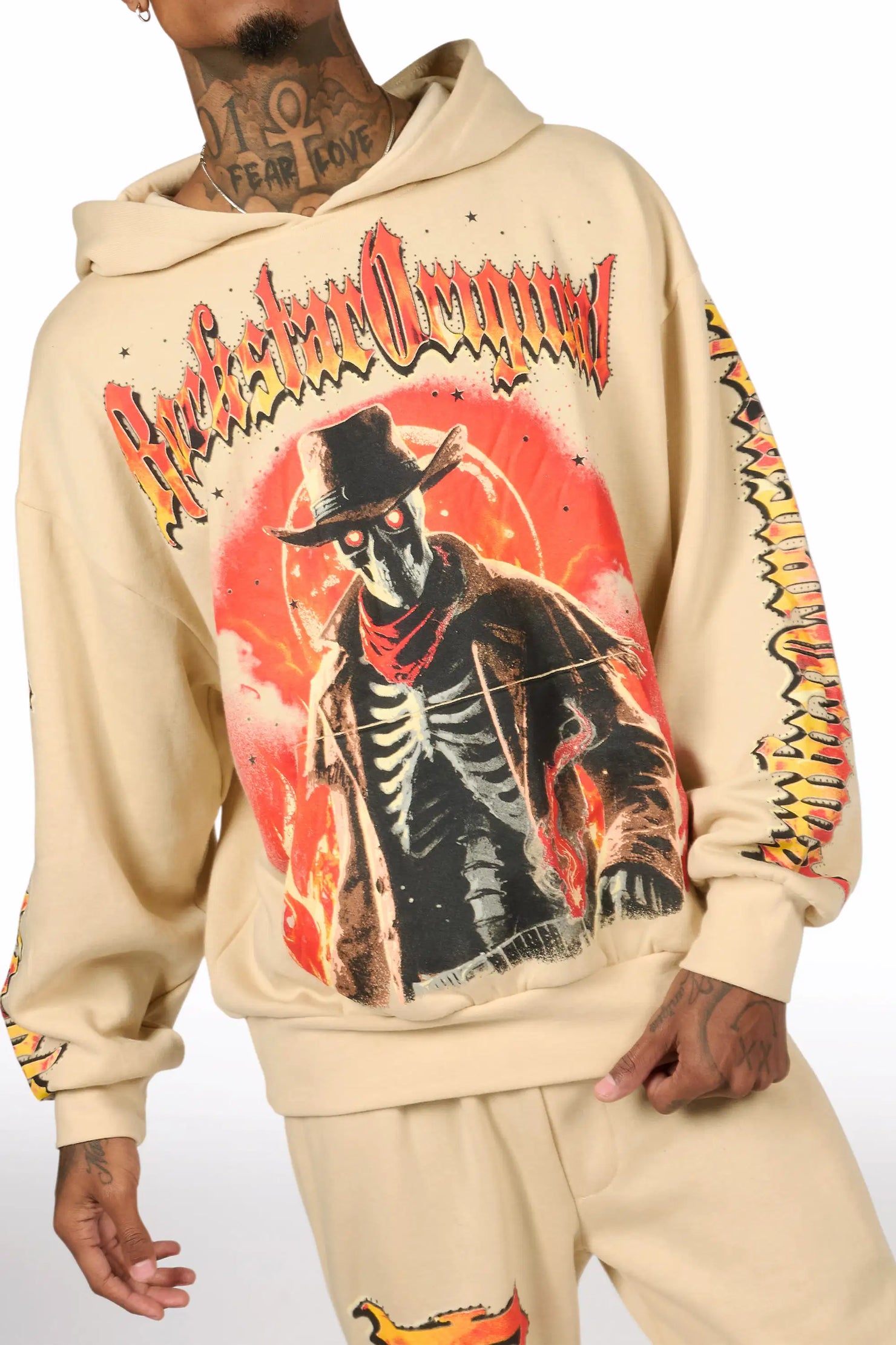 Lexx Beige Hoodie/Baggy Pant Track Set