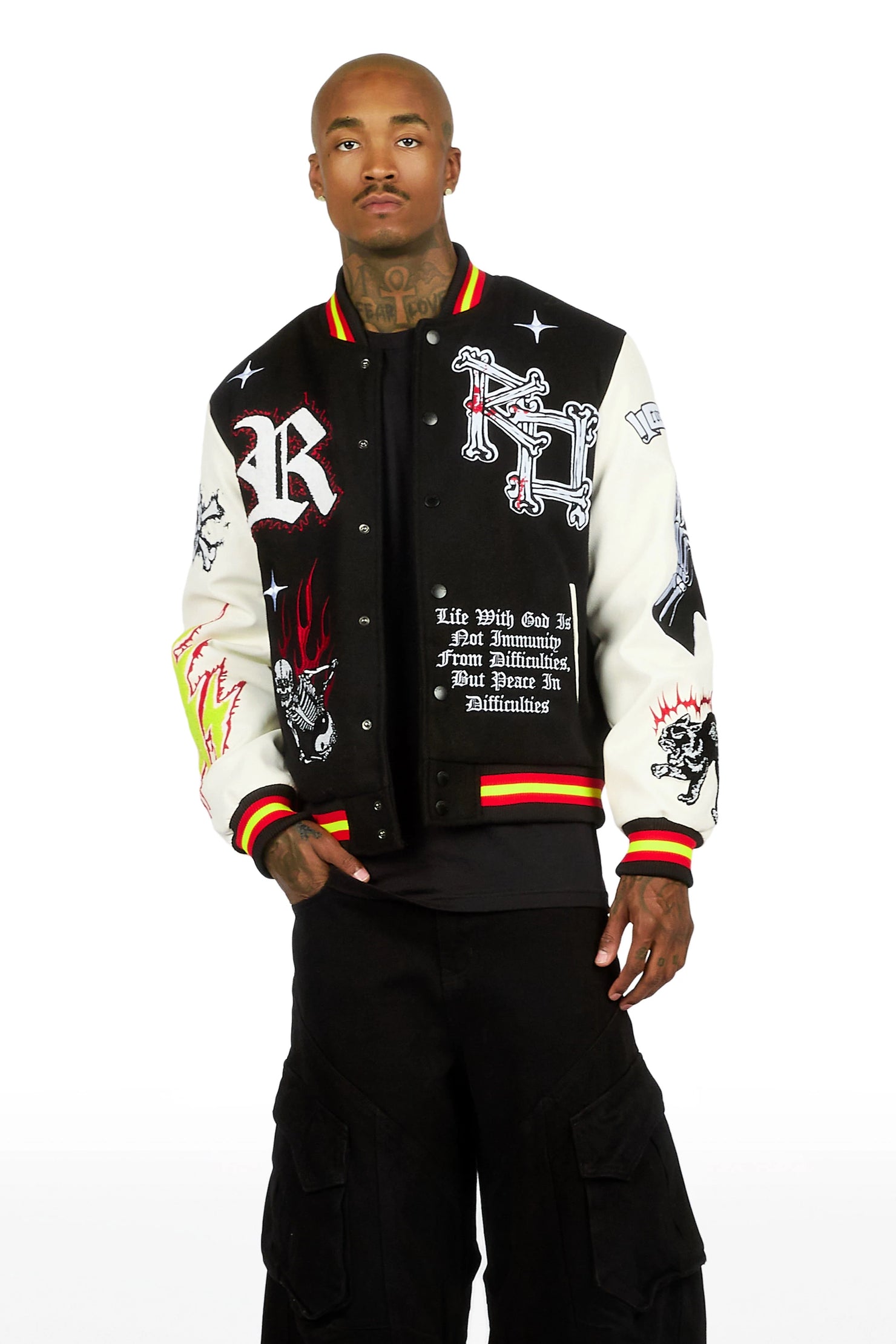 Naizeah Black/Ivory Varsity Jacket