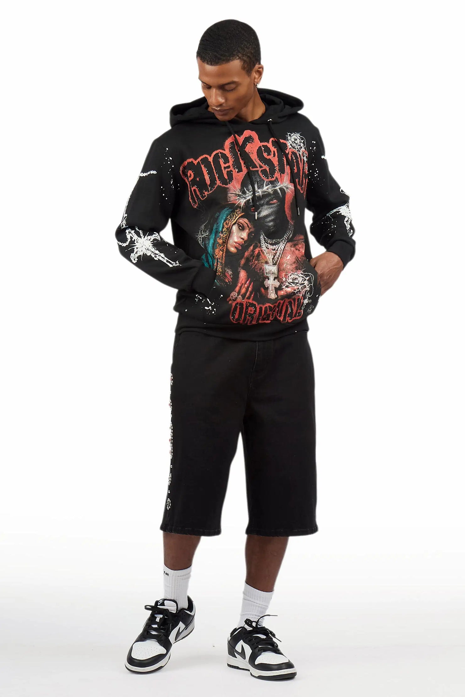 Vontae Black/Red Painted Hoodie