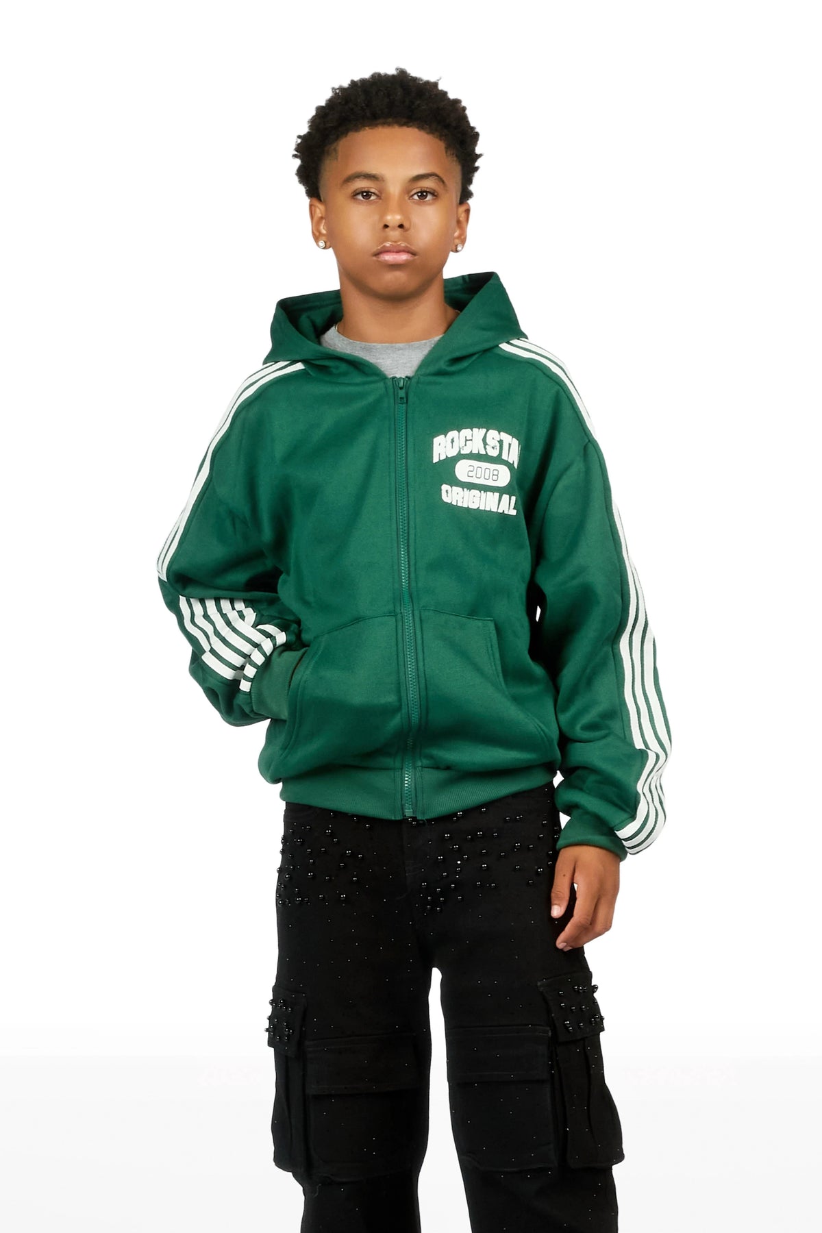 Boys Tylla Green Zip Up Hoodie