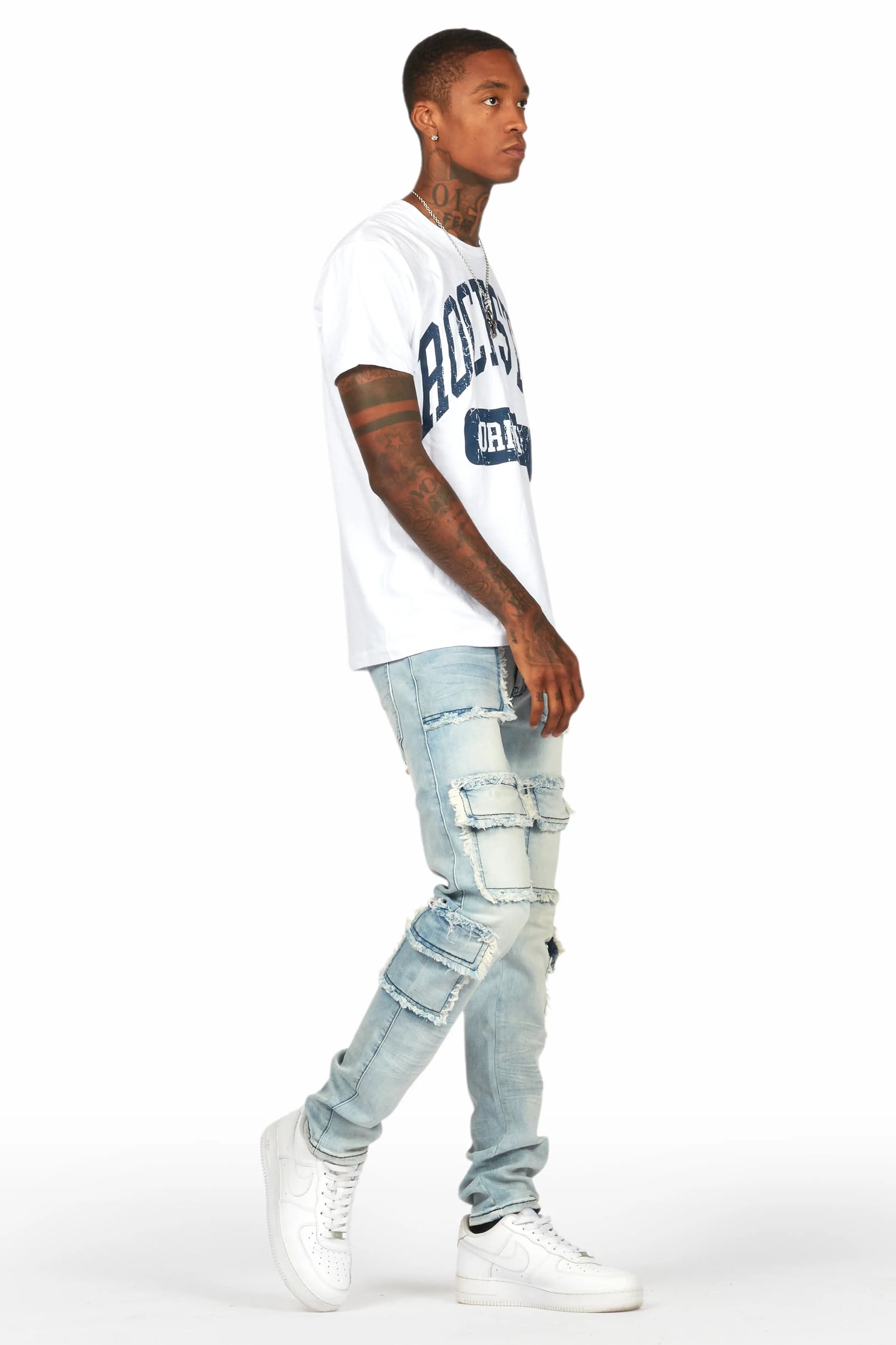 Tyrell Blue Skinny Fit Cargo Jean