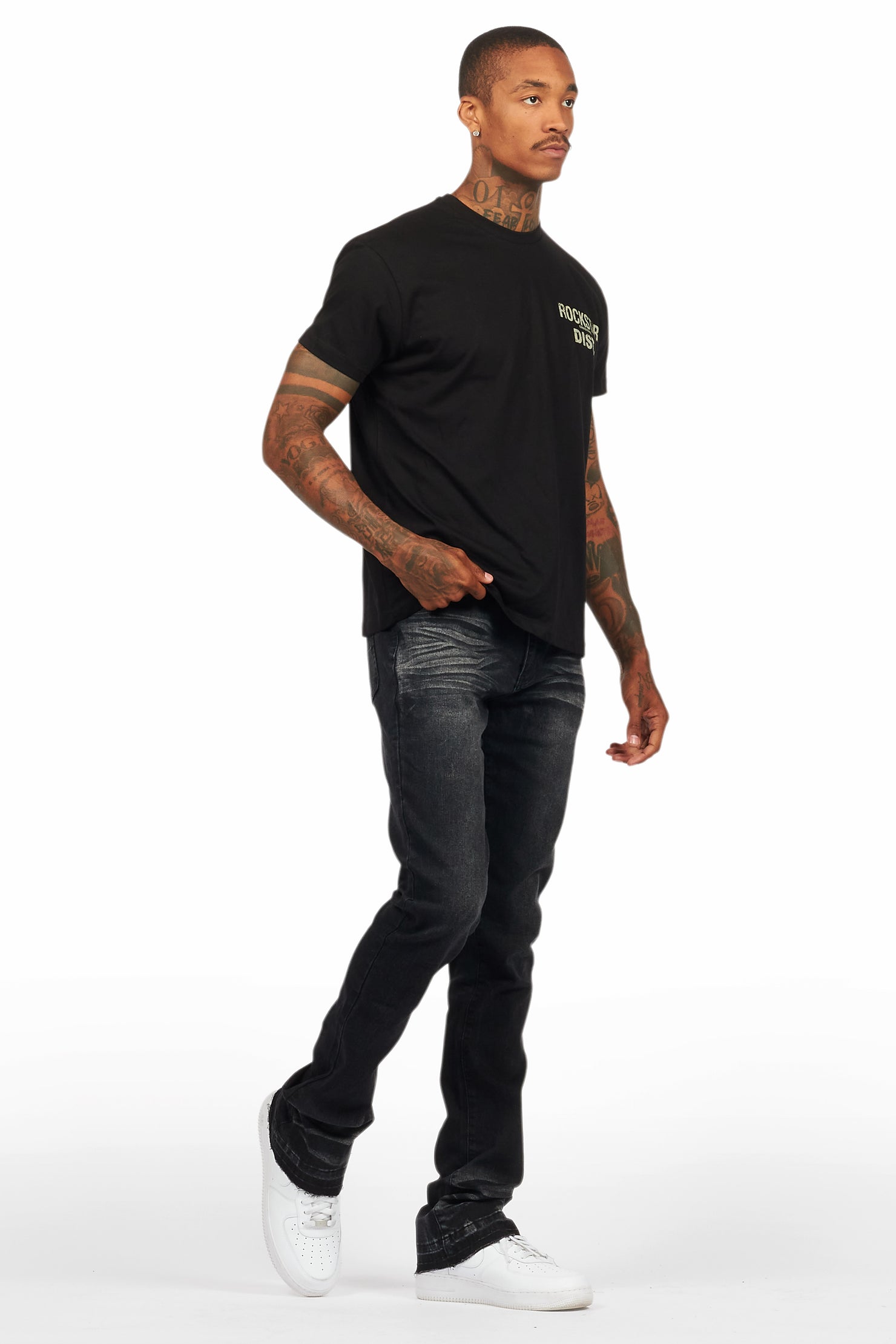 Lake Black/Beige T-Shirt/Dag Stacked Flare Jean Set