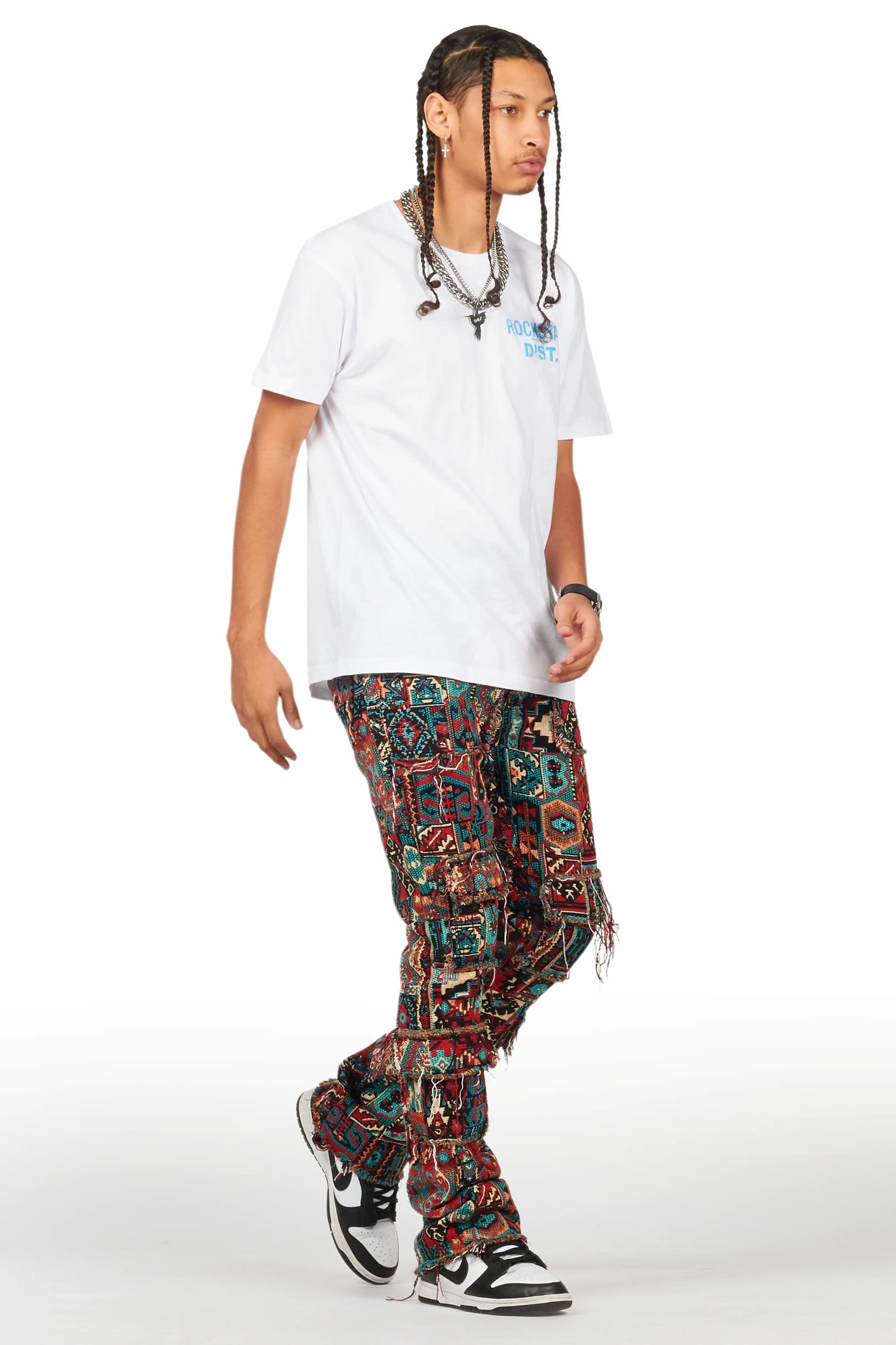 Tayami Tapestry Aqua Cargo Stacked Flare Jean