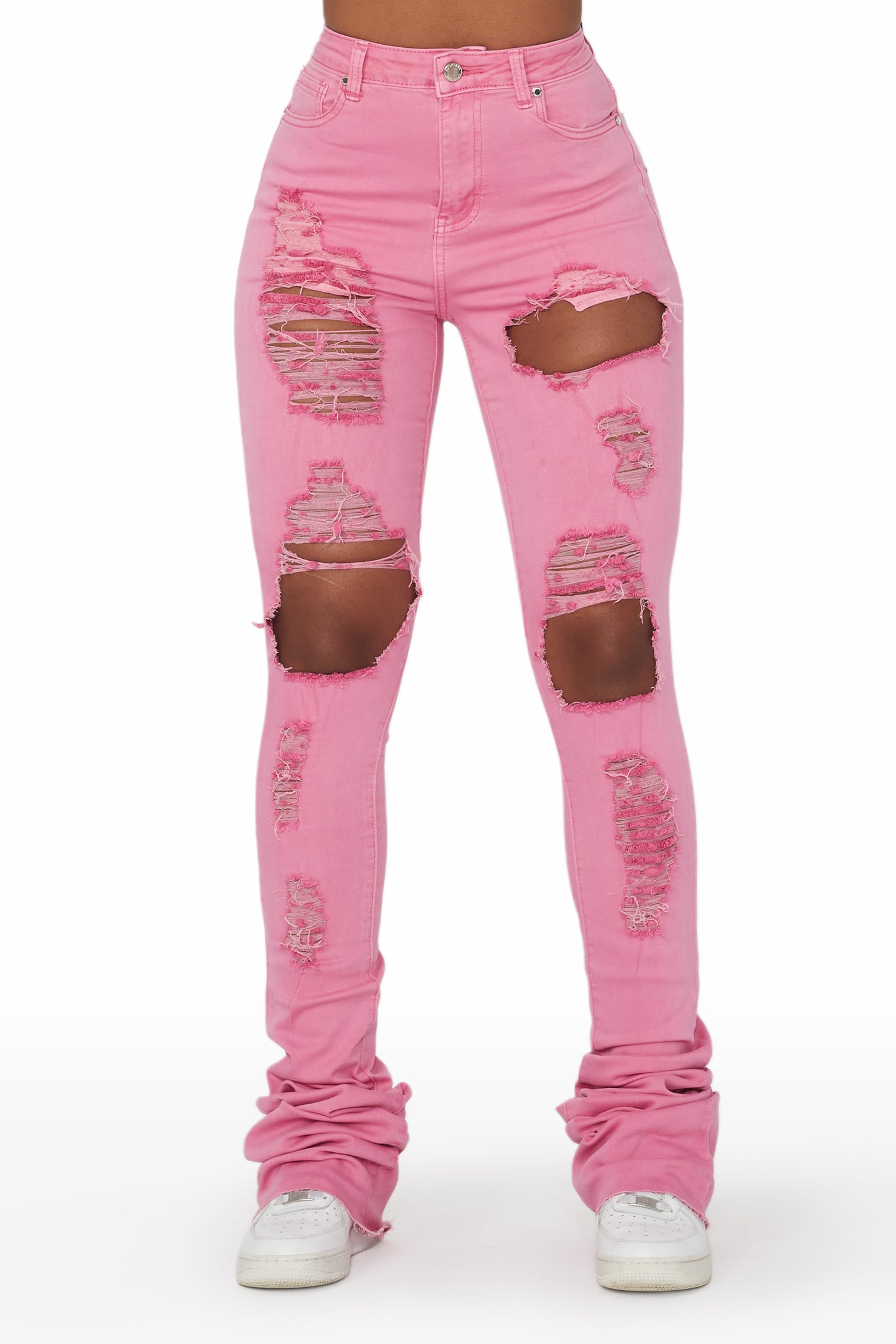 Lovin' Pink Distressed Super Stacked Jean