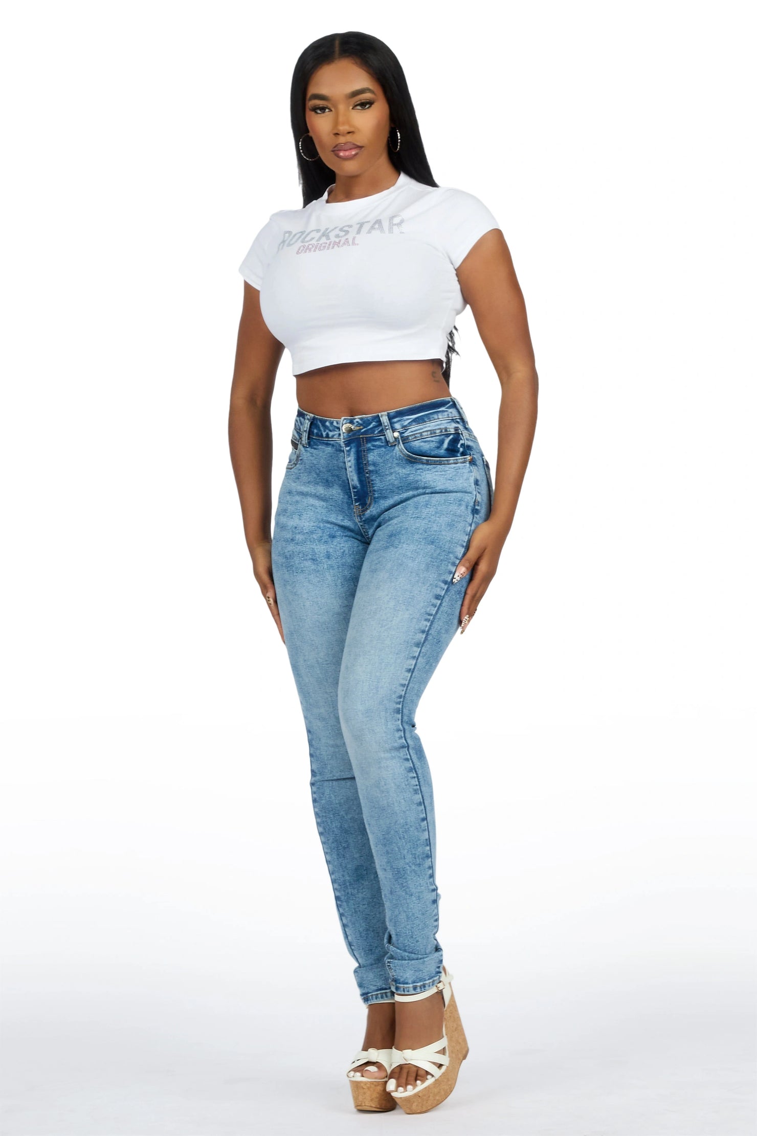 Keshona Light Wash High Rise Stretch Skinny Jean
