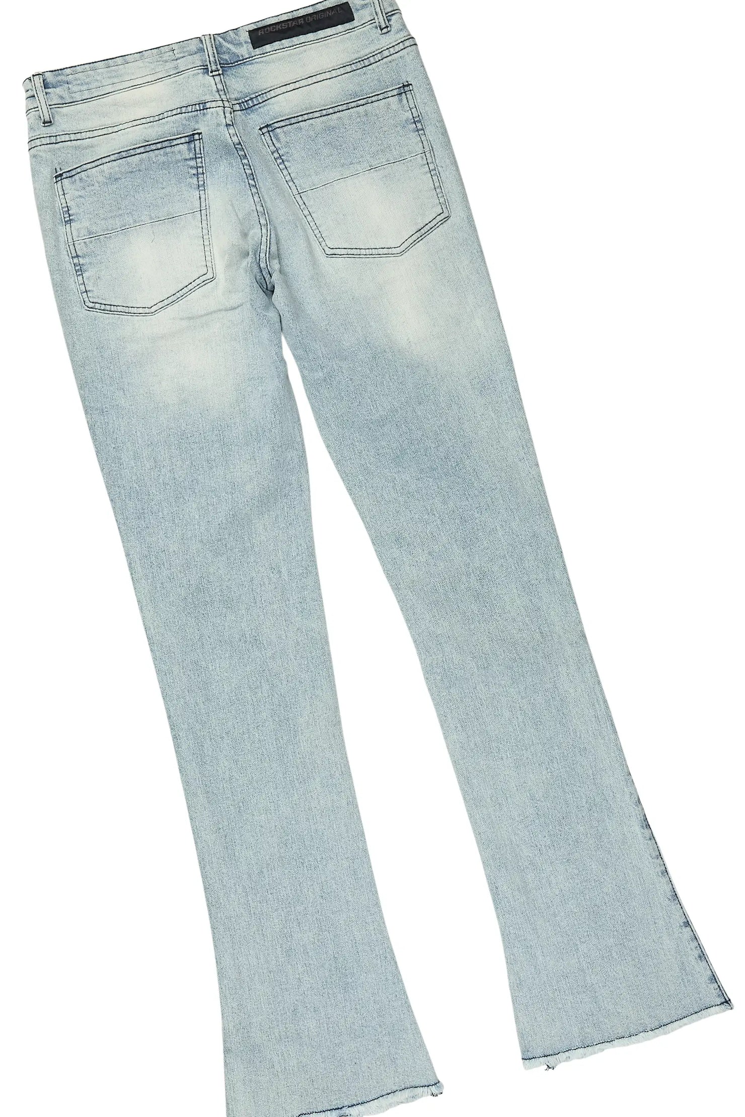 Espan Light Blue Denim Jacket/Stacked Flare Jean Set