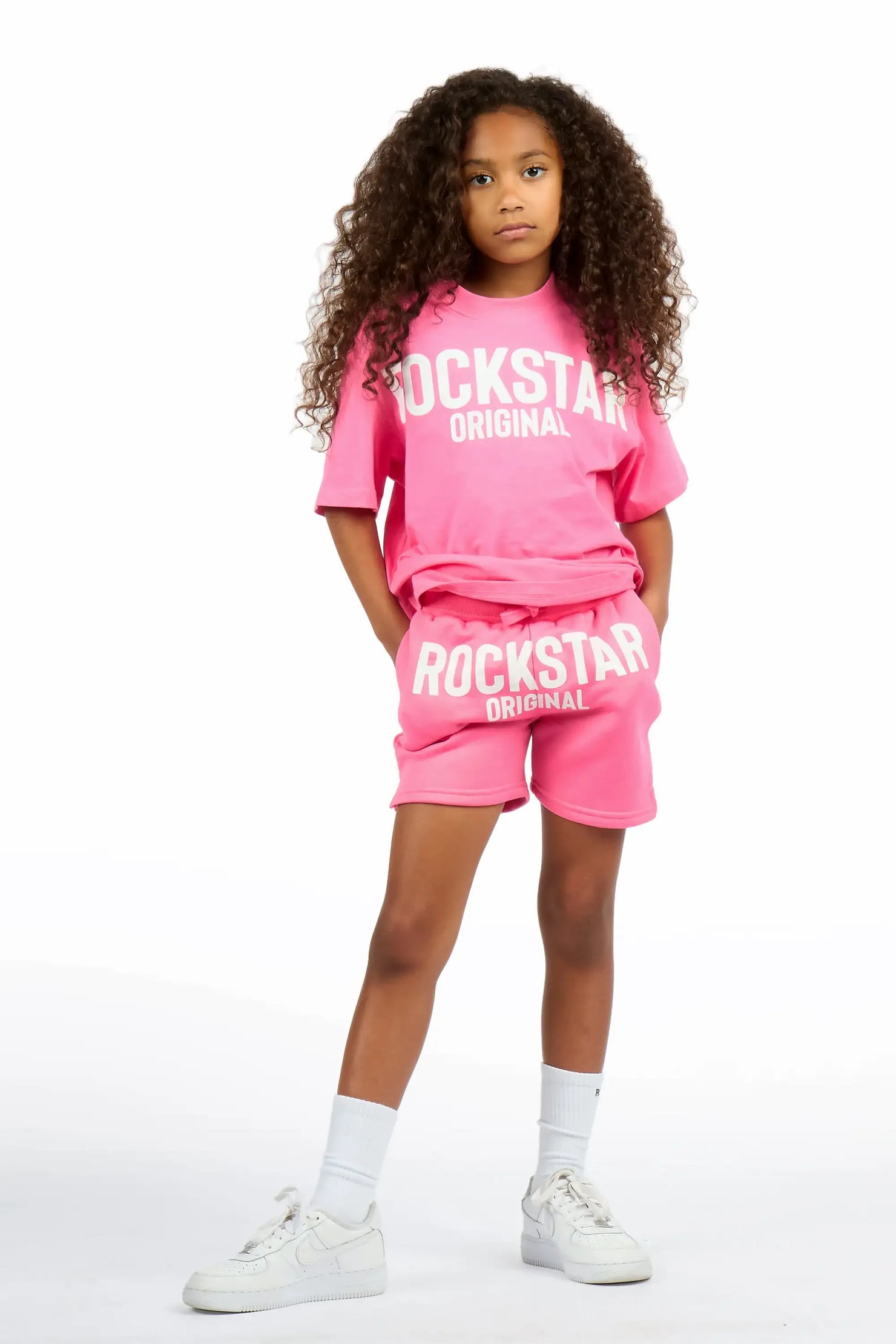 Girls Sabrina Pink/Pink Short Set