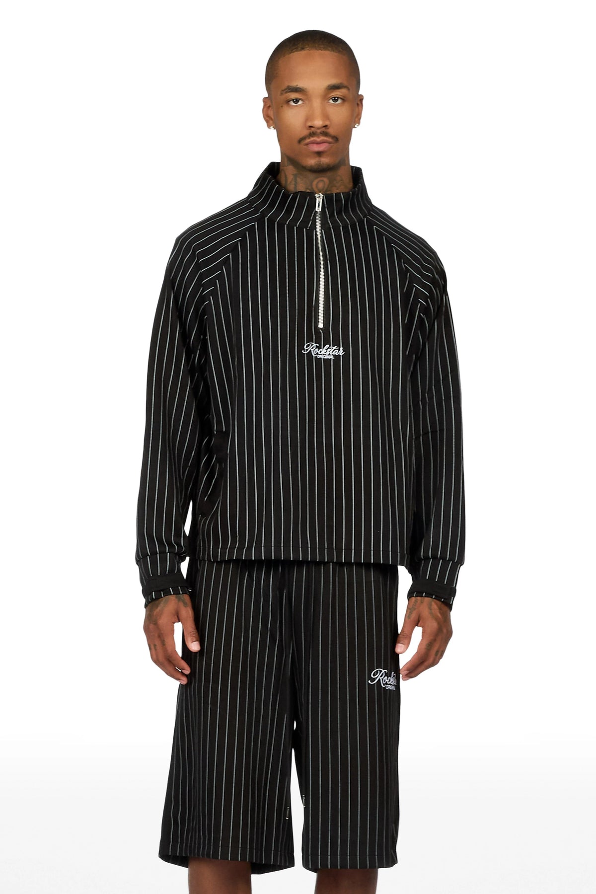 Hernan Black Quarter Zip Raglan Short Set