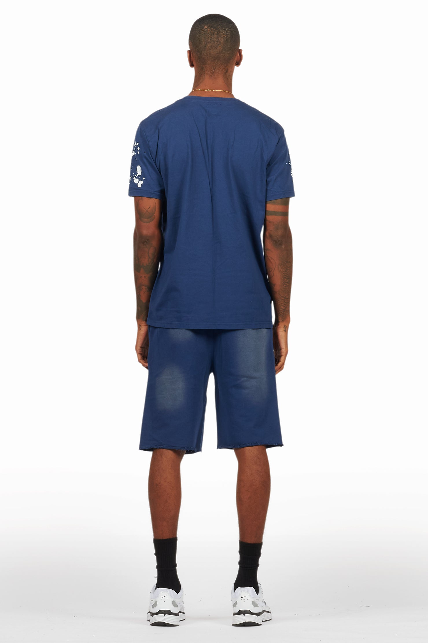 Rafix Navy Graphic T-Shirt Short Set