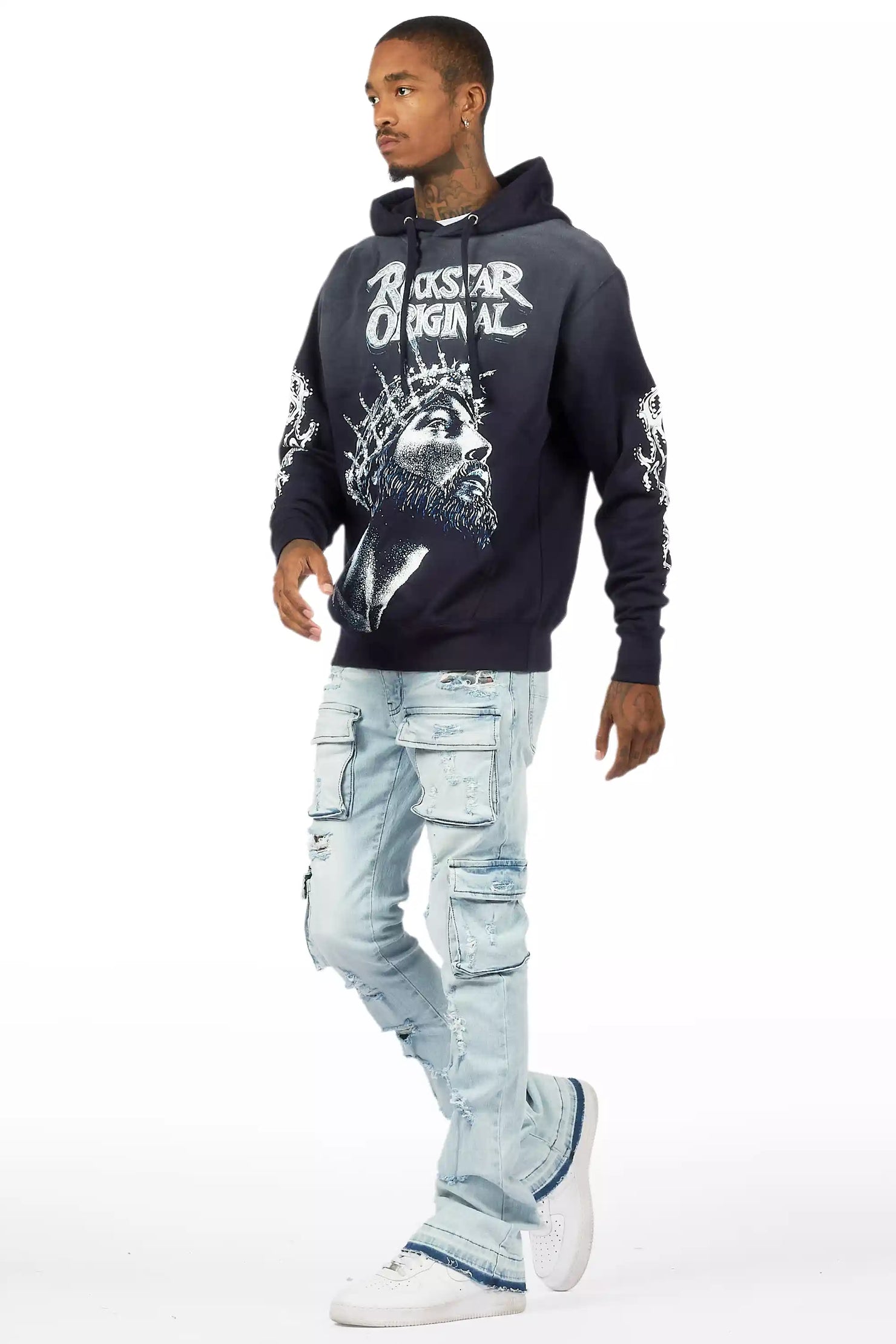 Zaid Blue Stacked Flare Jean