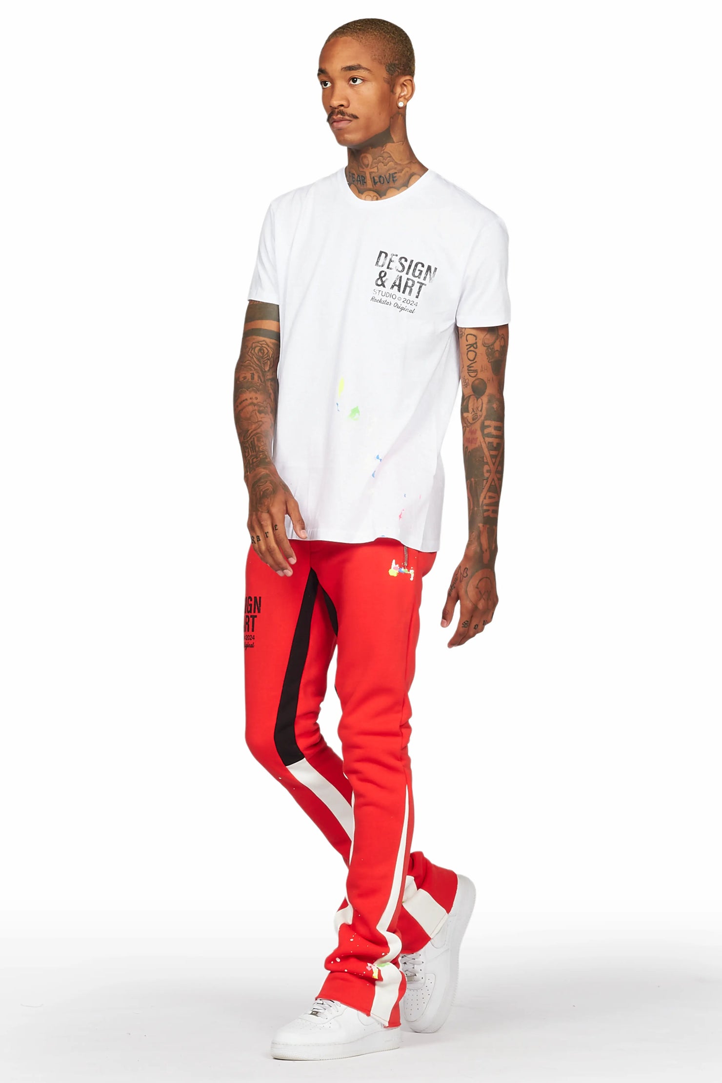 Mancha White/Red T-Shirt Stacked Flare Track Set