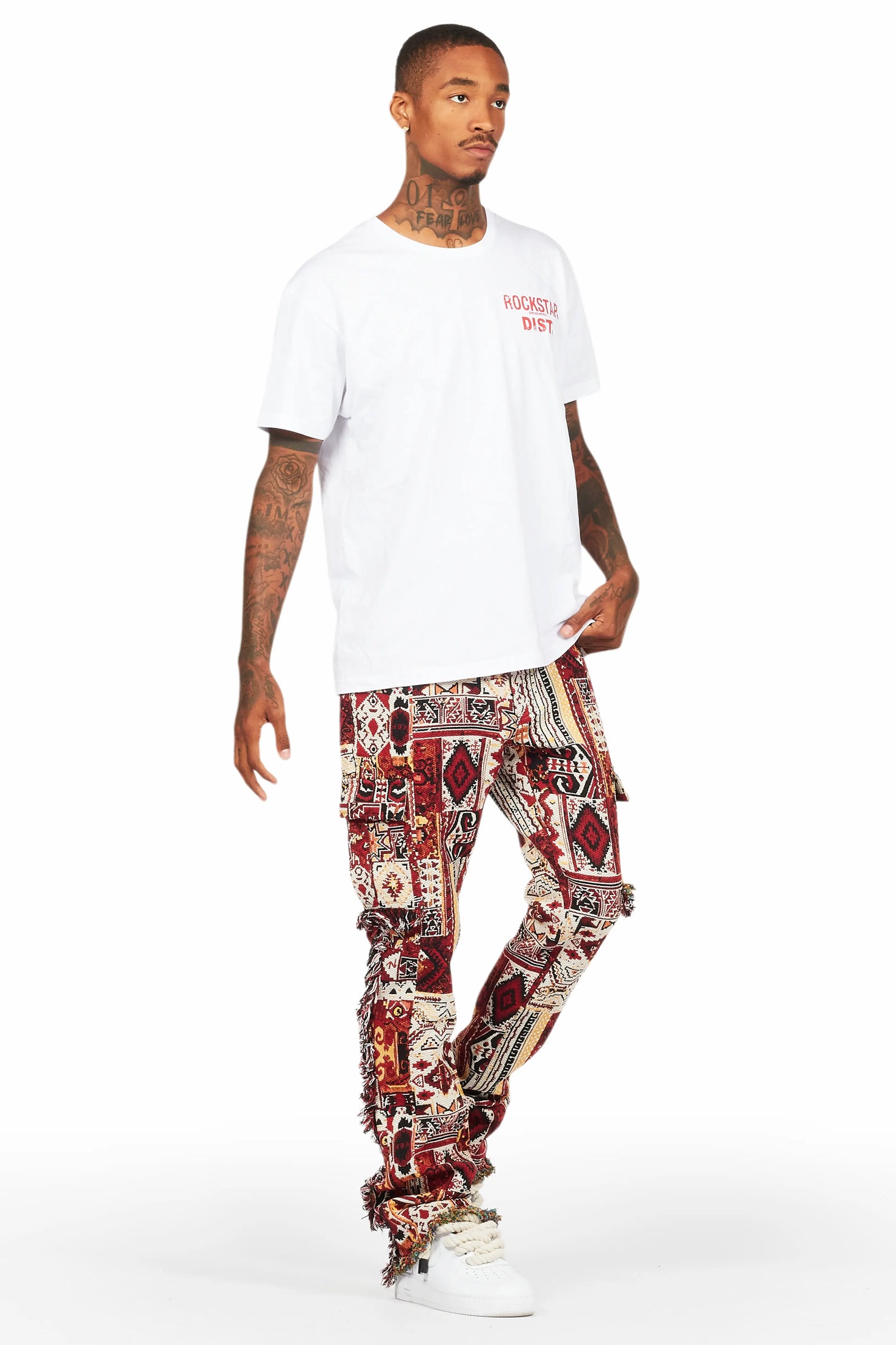 Ayami Pink Slim Tapestry Flare Jean