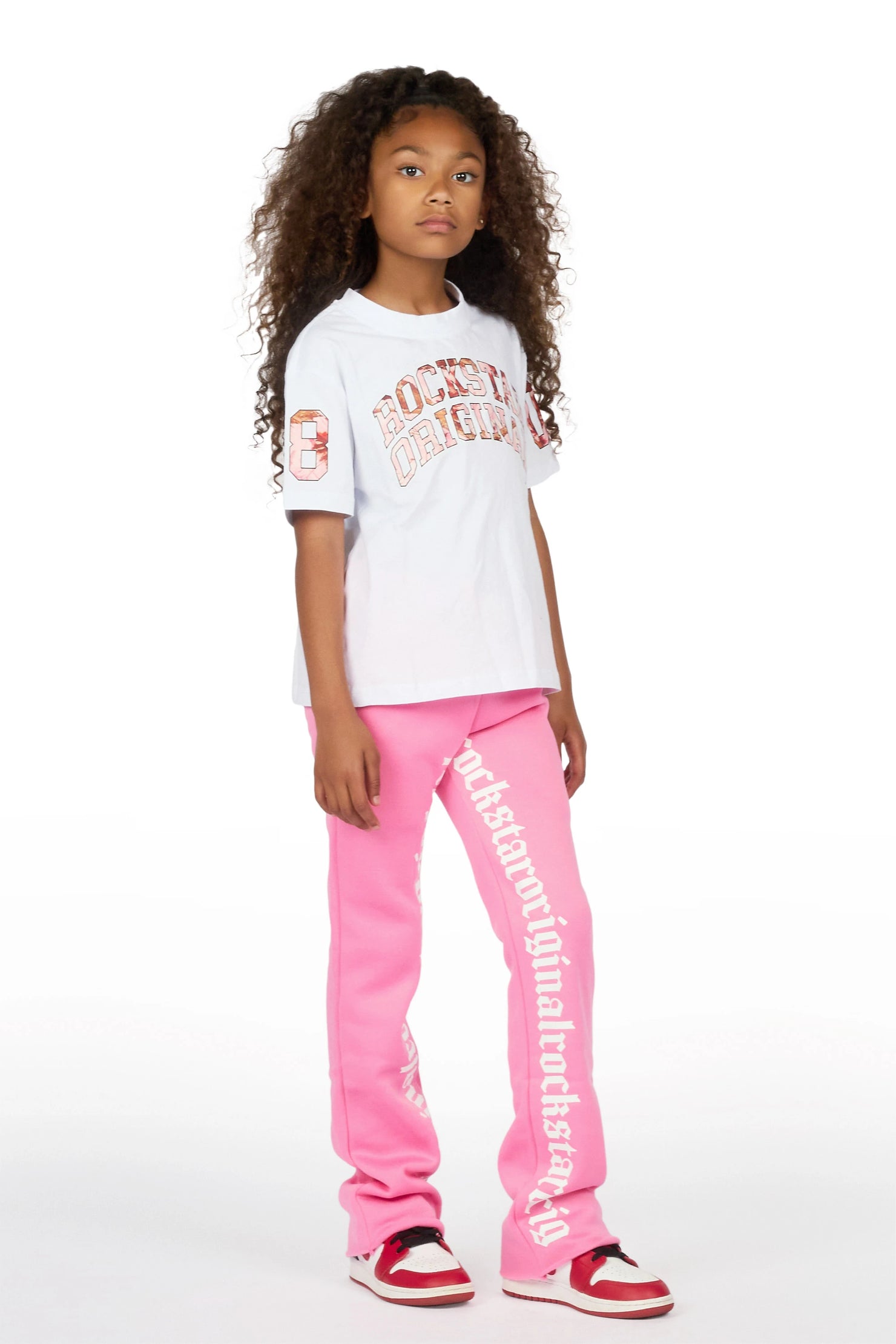Girls Blakely Bubblegum Pink Stacked Track Pant
