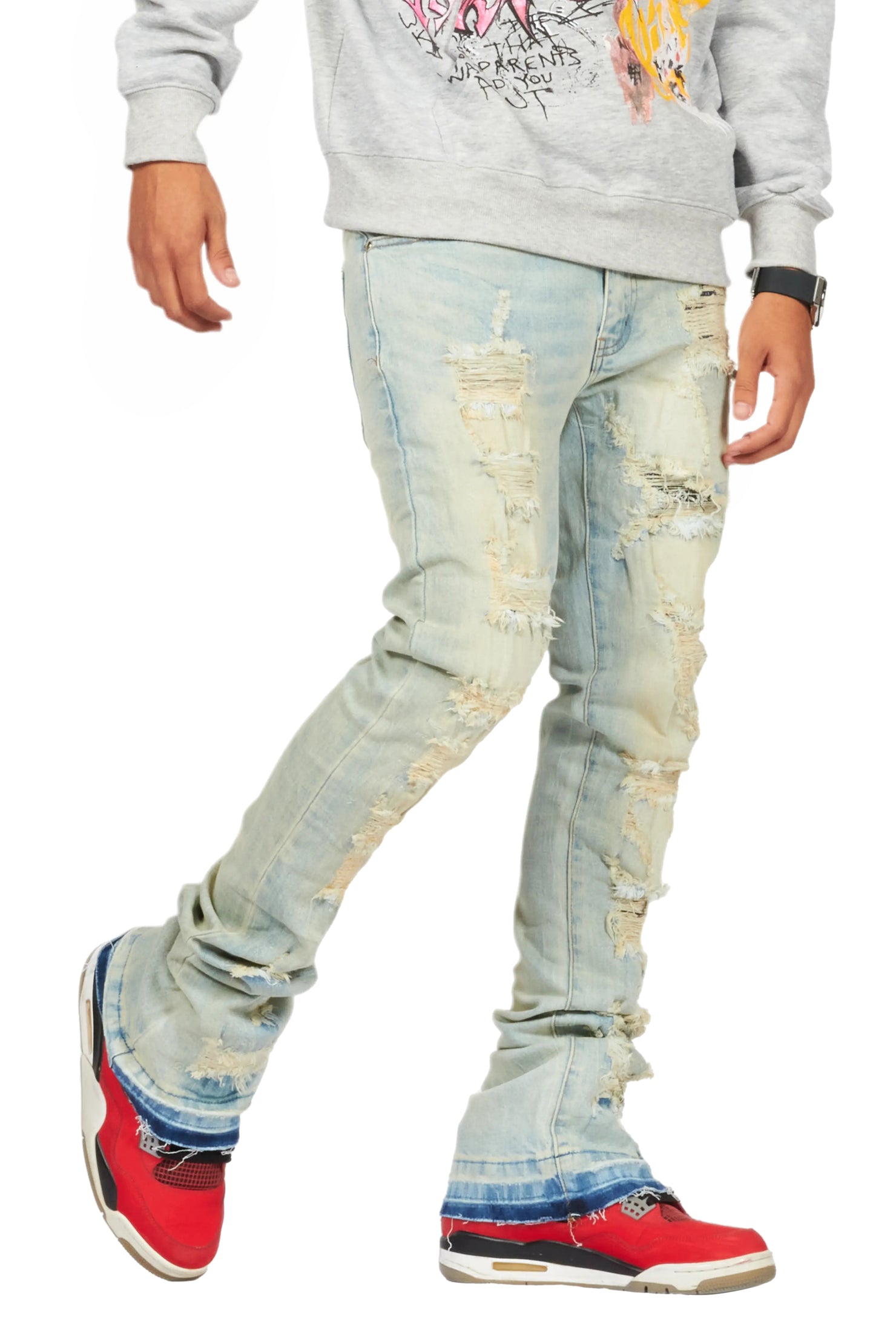Holibert Light Blue Stacked Flare Jean