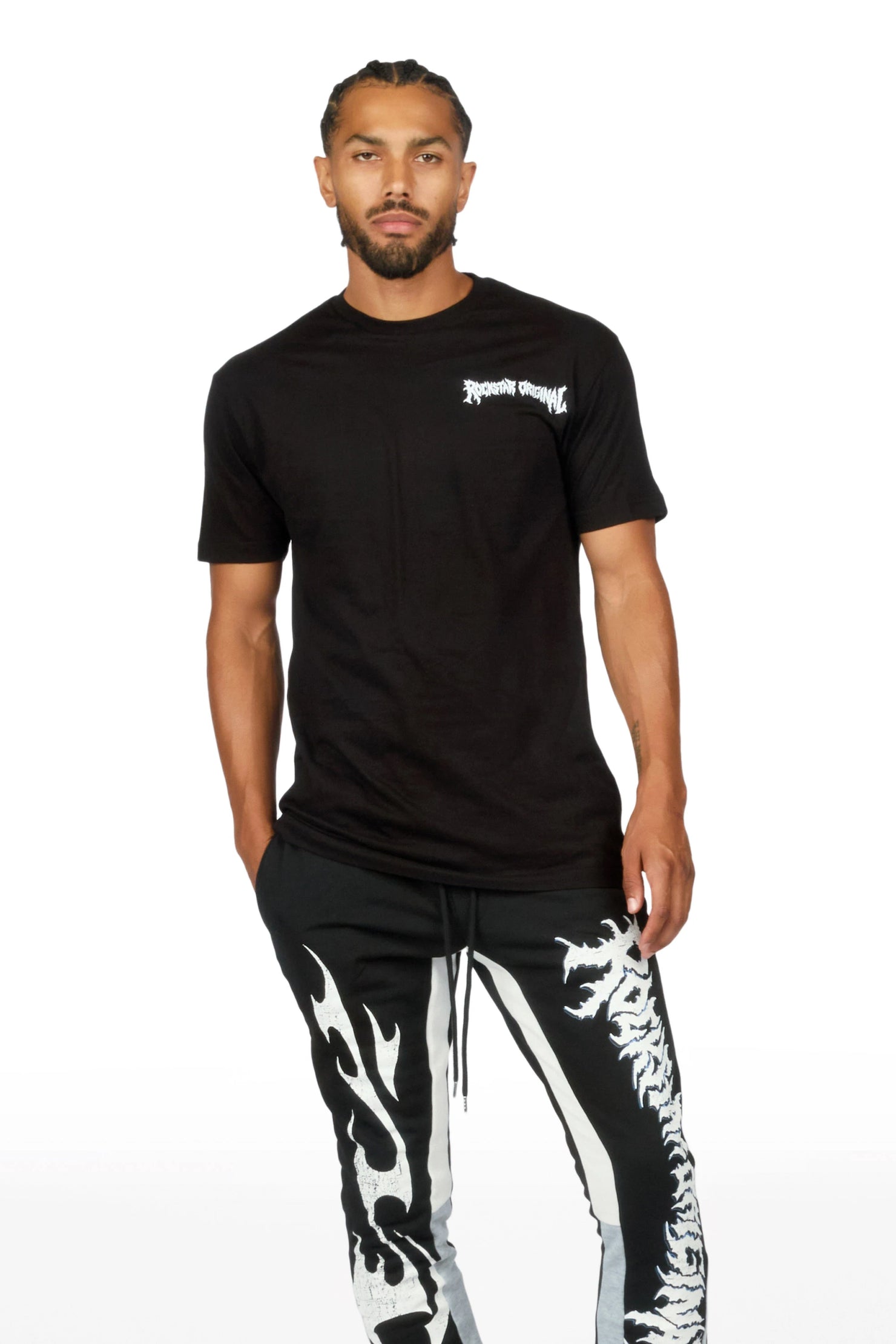 Deathrow 3.0 Black T-Shirt/Stacked Flare Pant Set