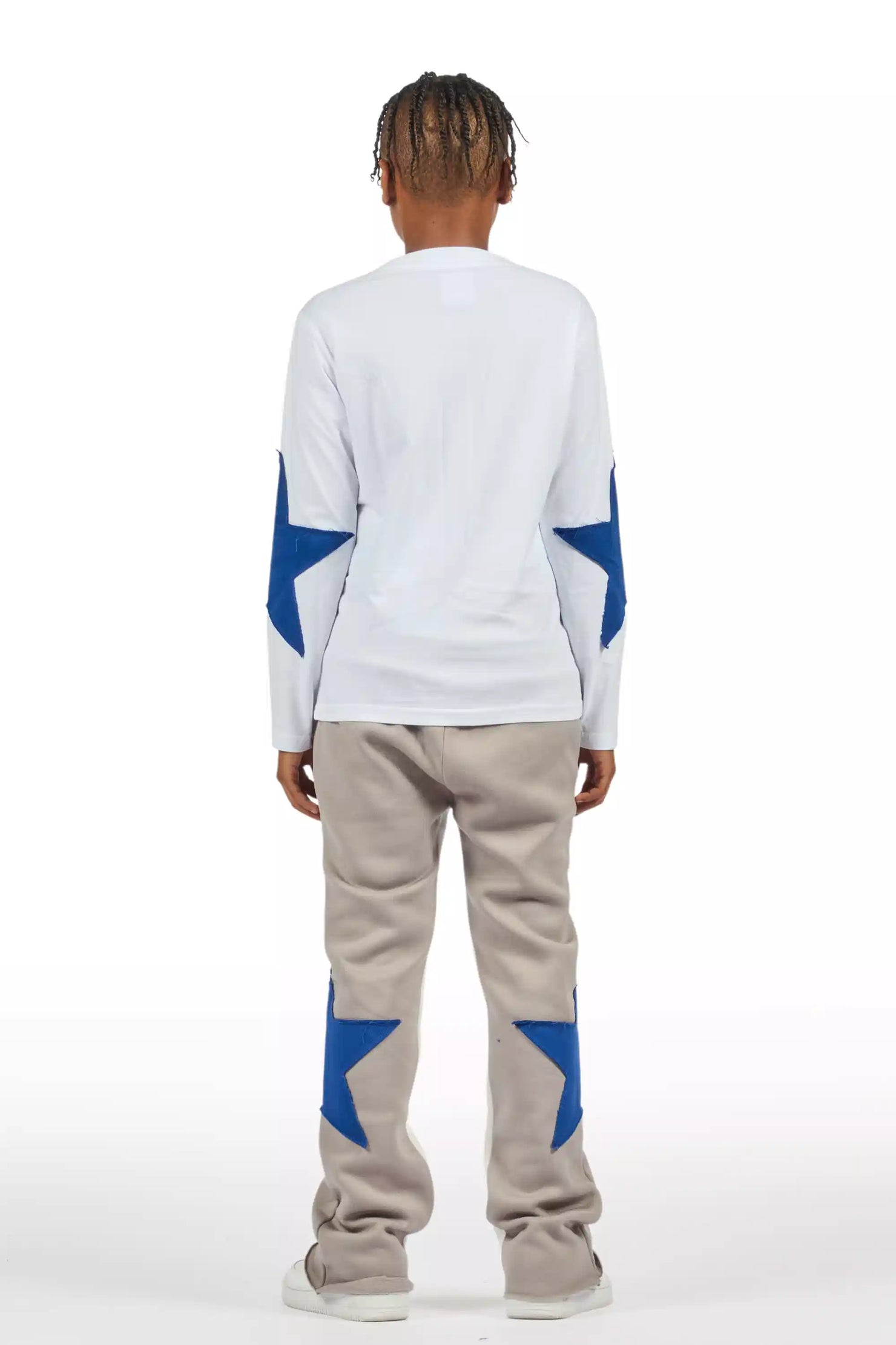 Boys States Grey/Blue Long Sleeve T-Shirt Track Set
