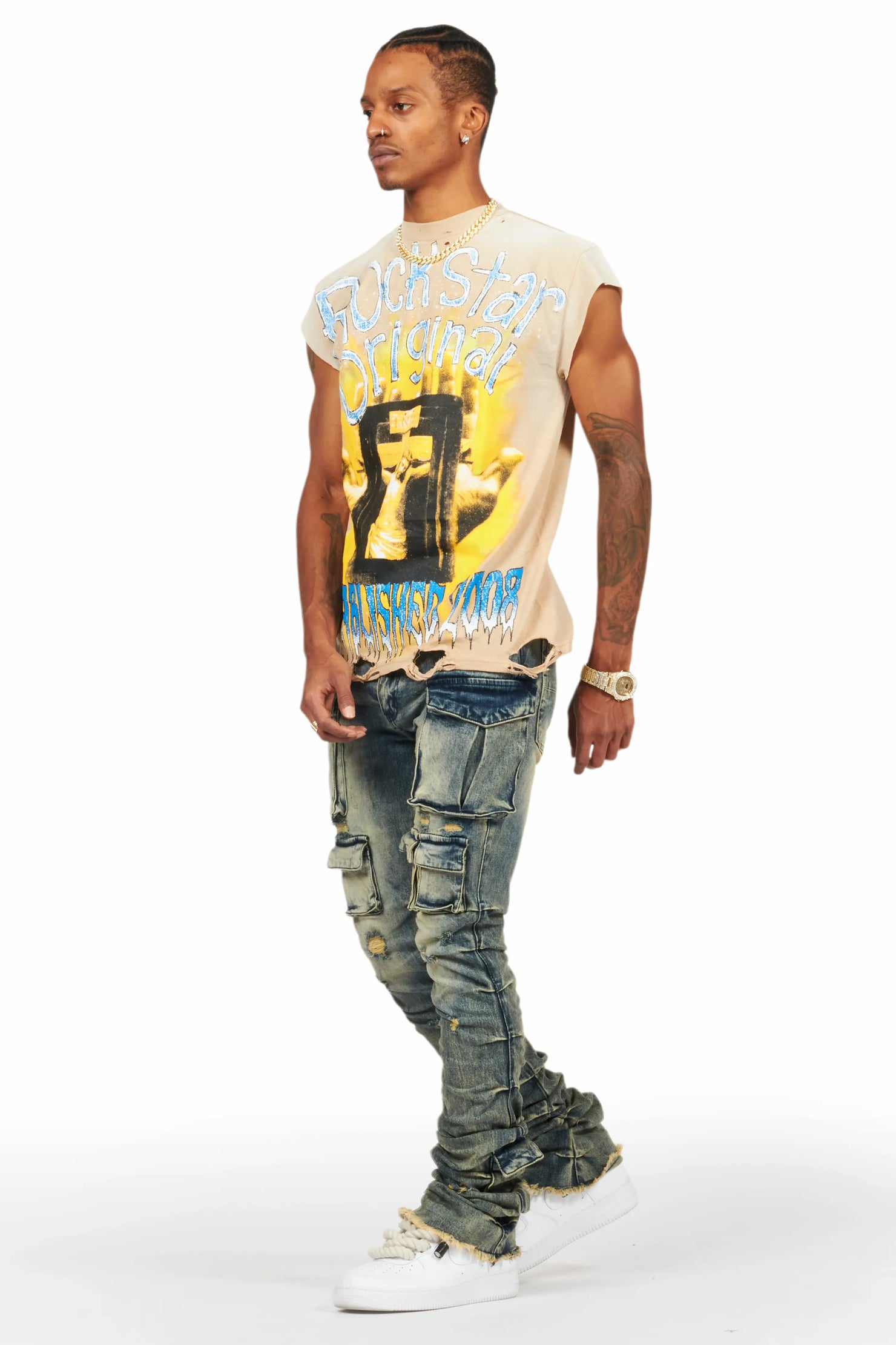 Gentry Tint Blue Stacked Flare Jean