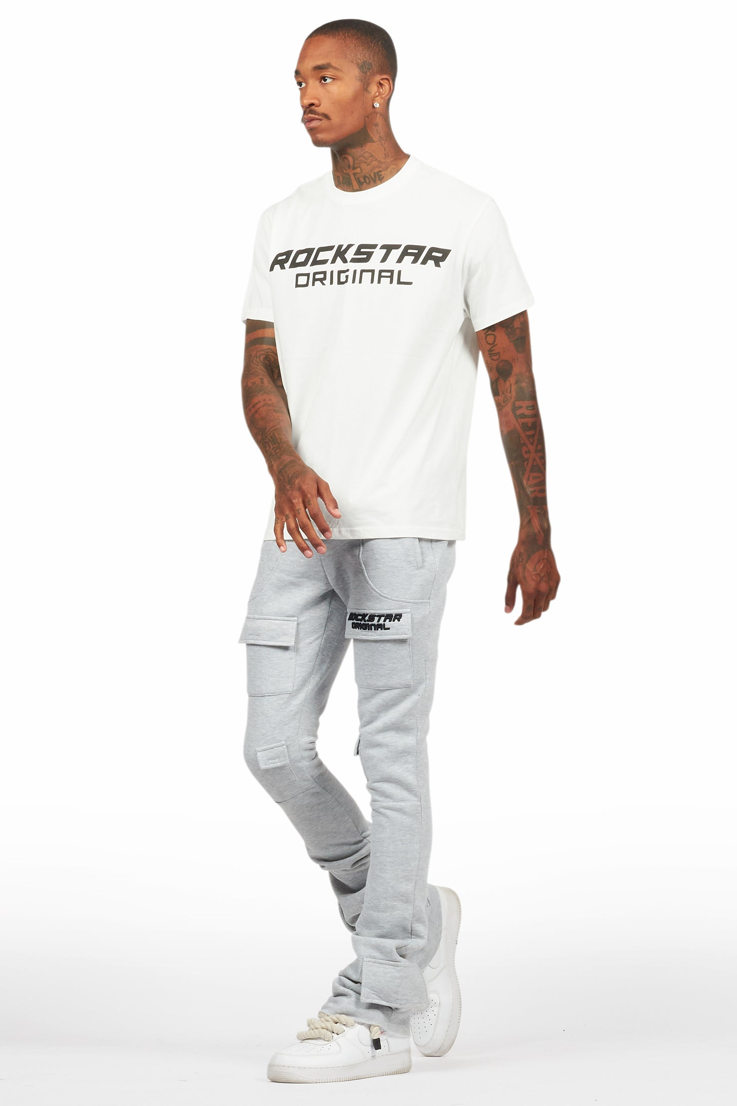 Connor Heather Grey T-Shirt/Stacked Flare Track Set