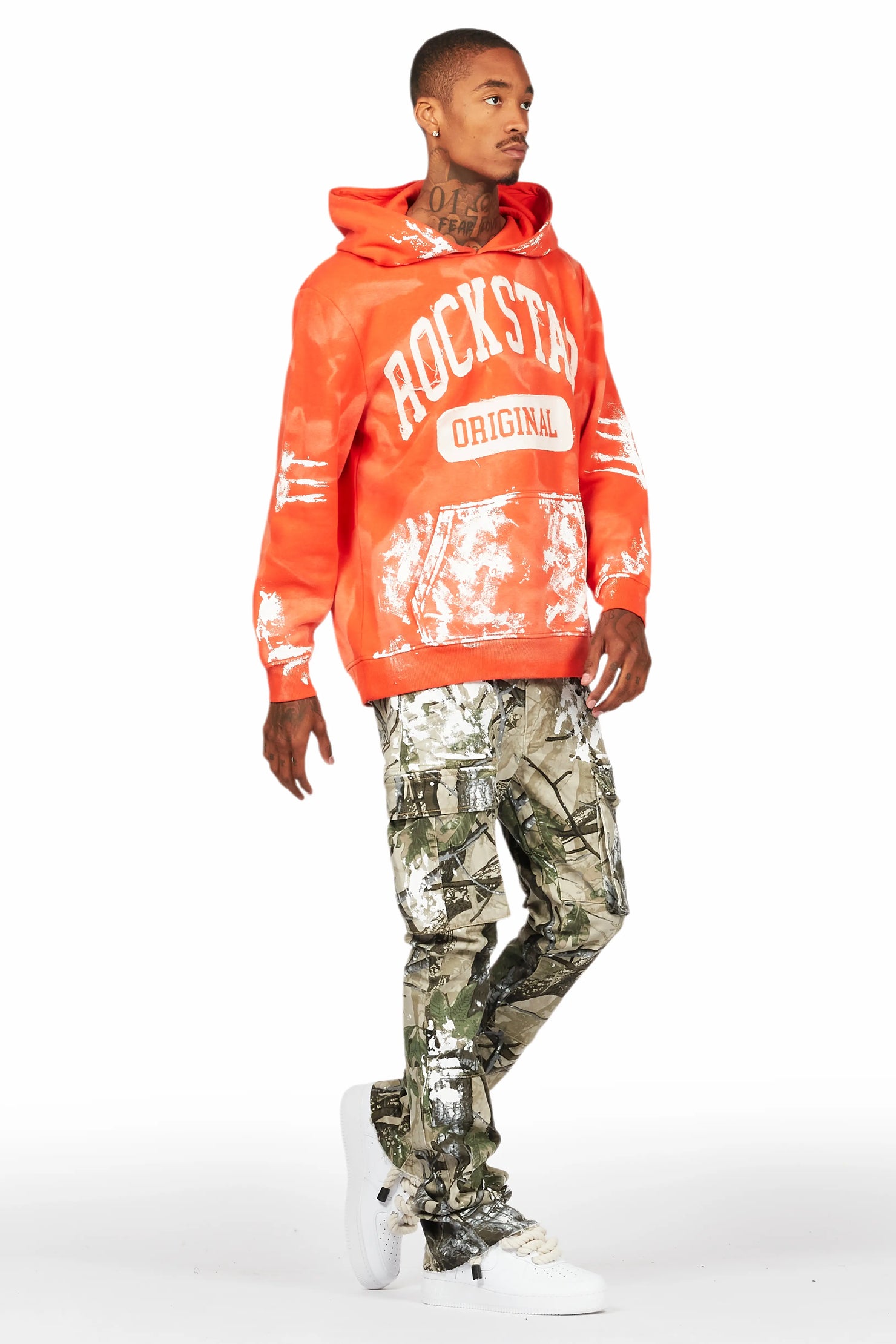 Karlo Orange Hoodie/Stacked Flare Jean Bundle