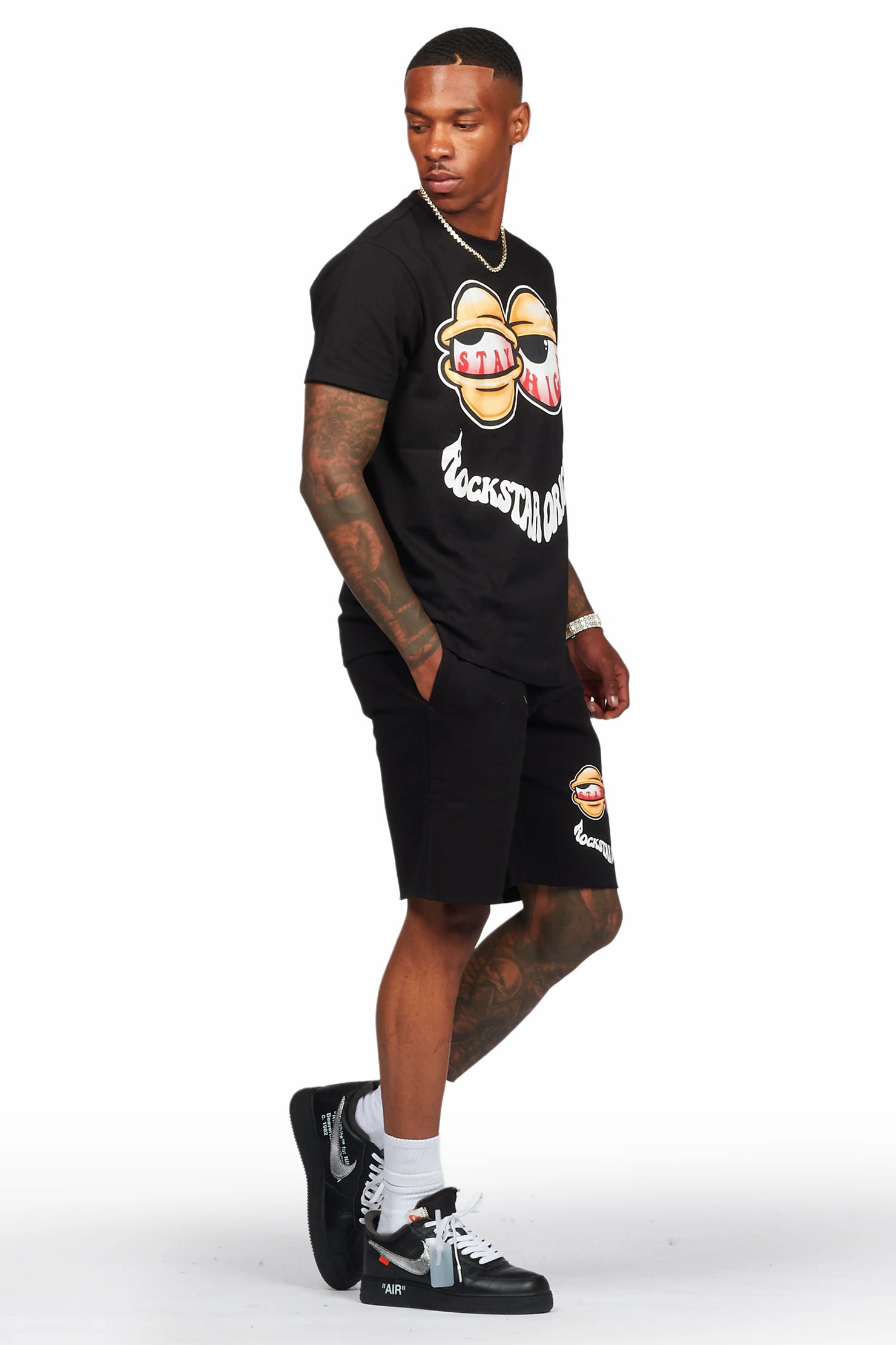 Highya Black T-Shirt/Short Set