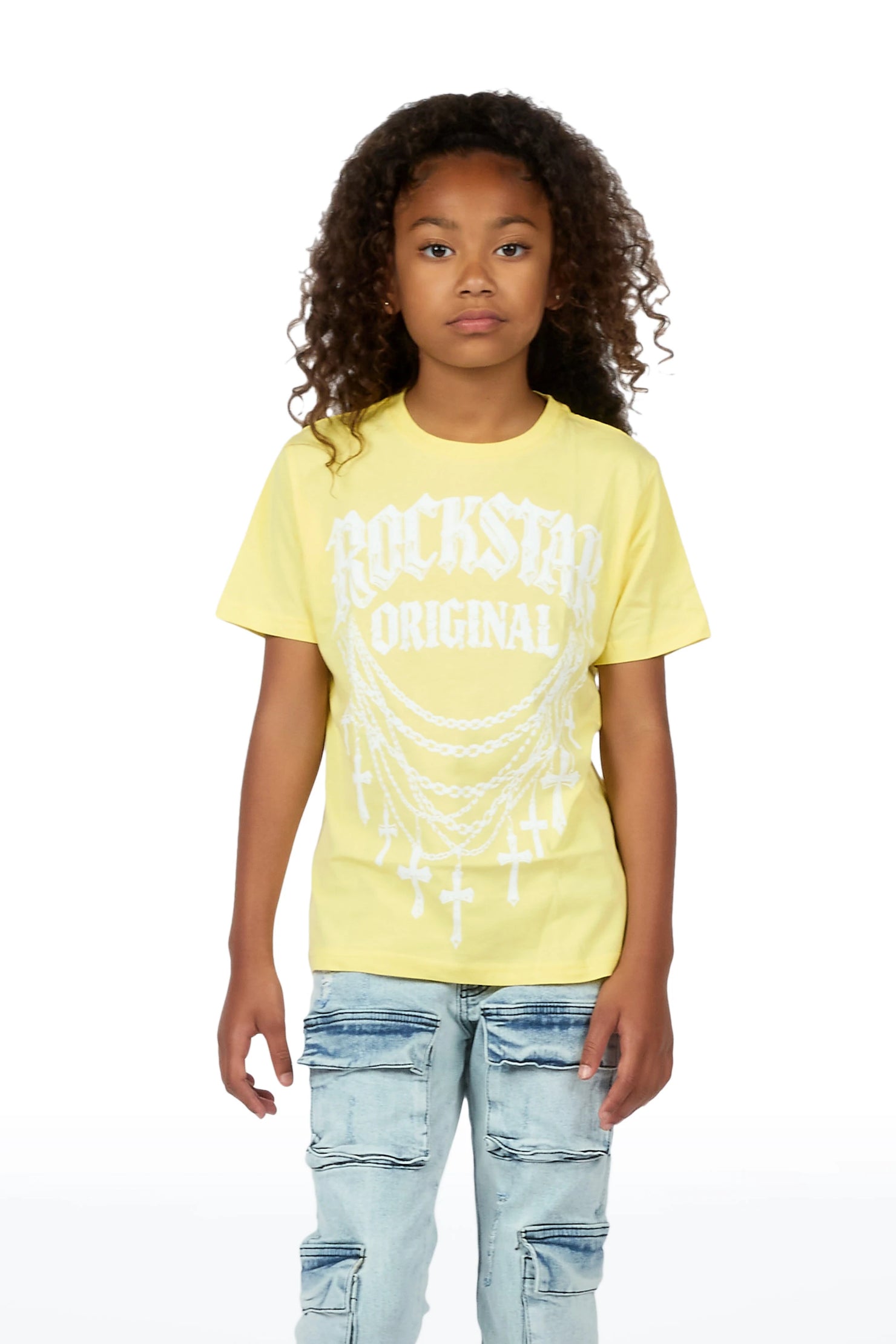 Girls Jetty Light Yellow Graphic T-Shirt