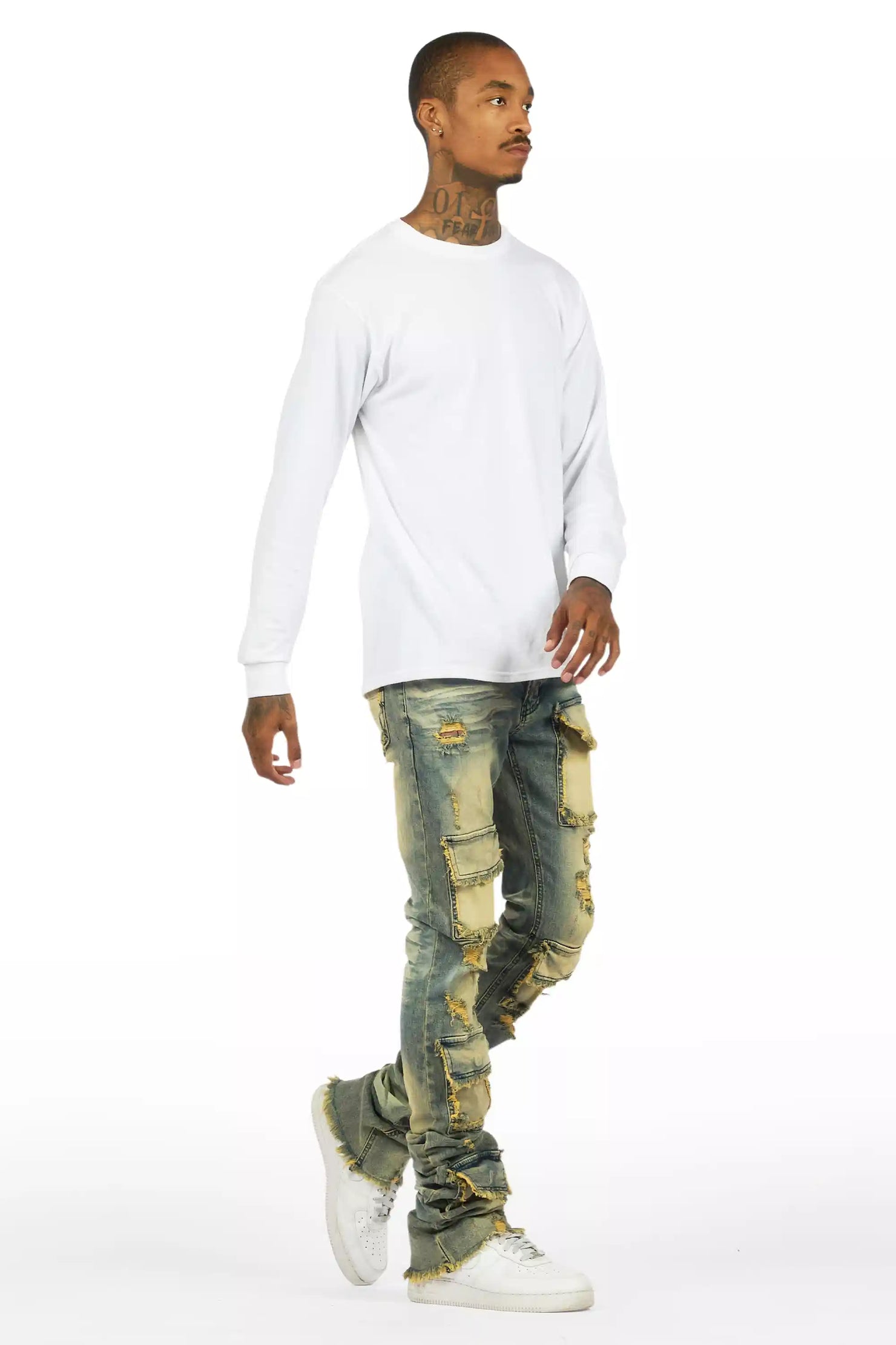 Petrus Tint Blue Super Stacked Flare Jean