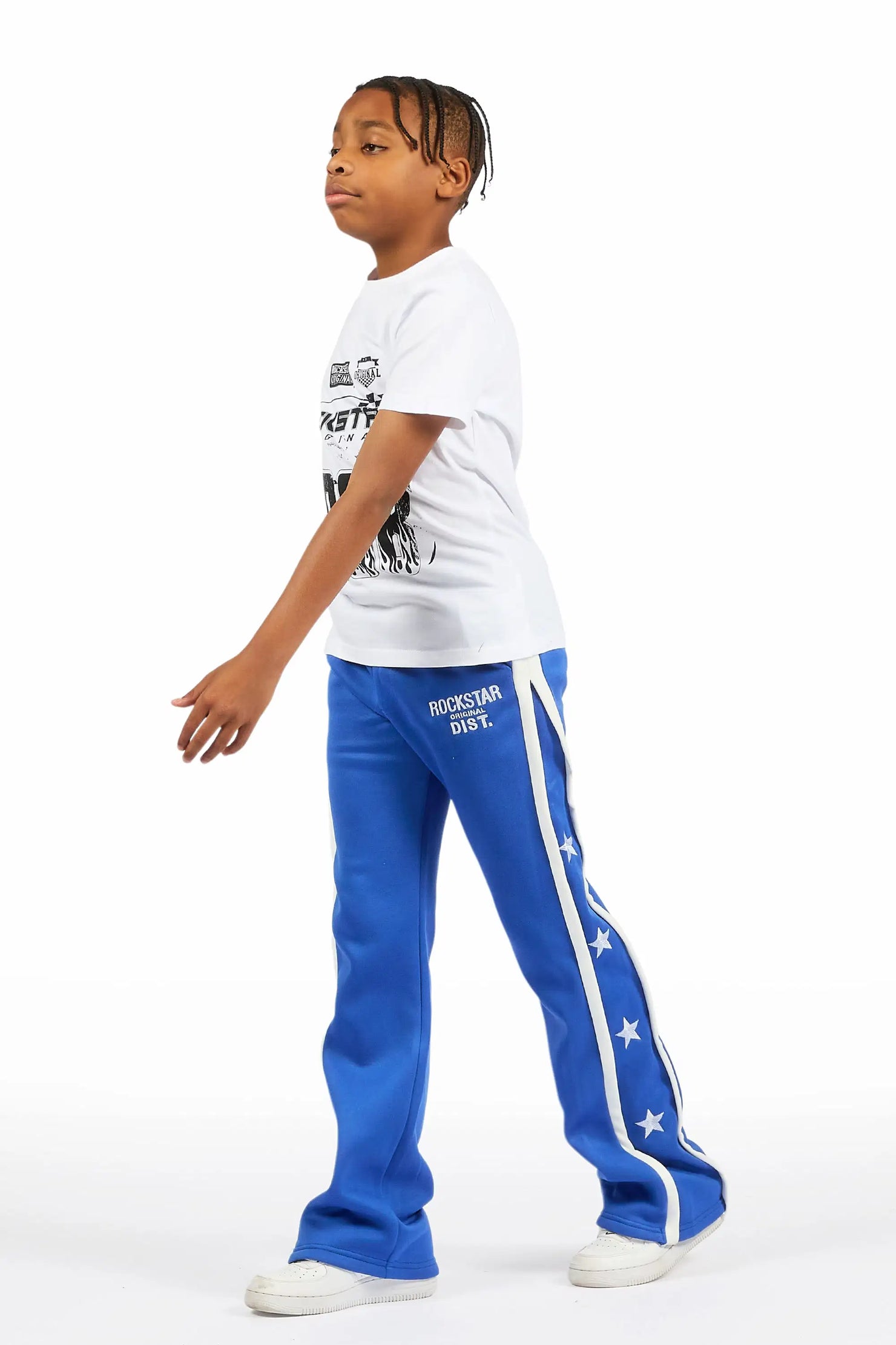 Boys Arkady Royal Stacked Flare Track Pant
