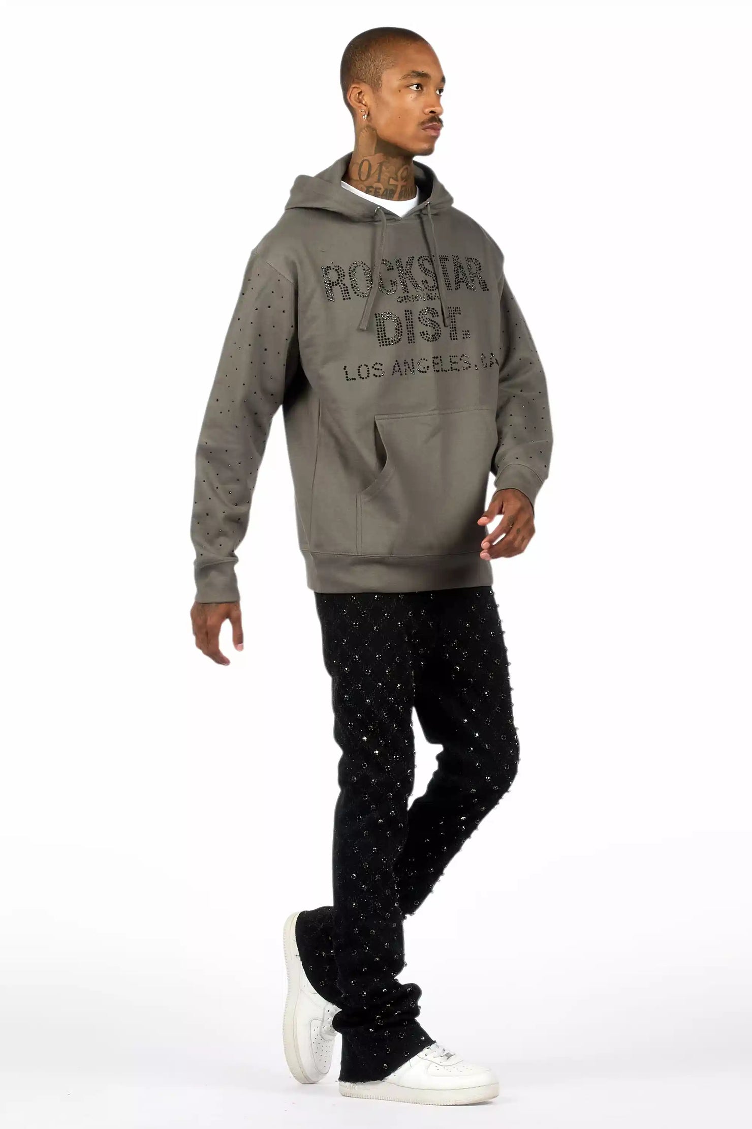 Glit Jet Black Rhinestone Stacked Flare Jean