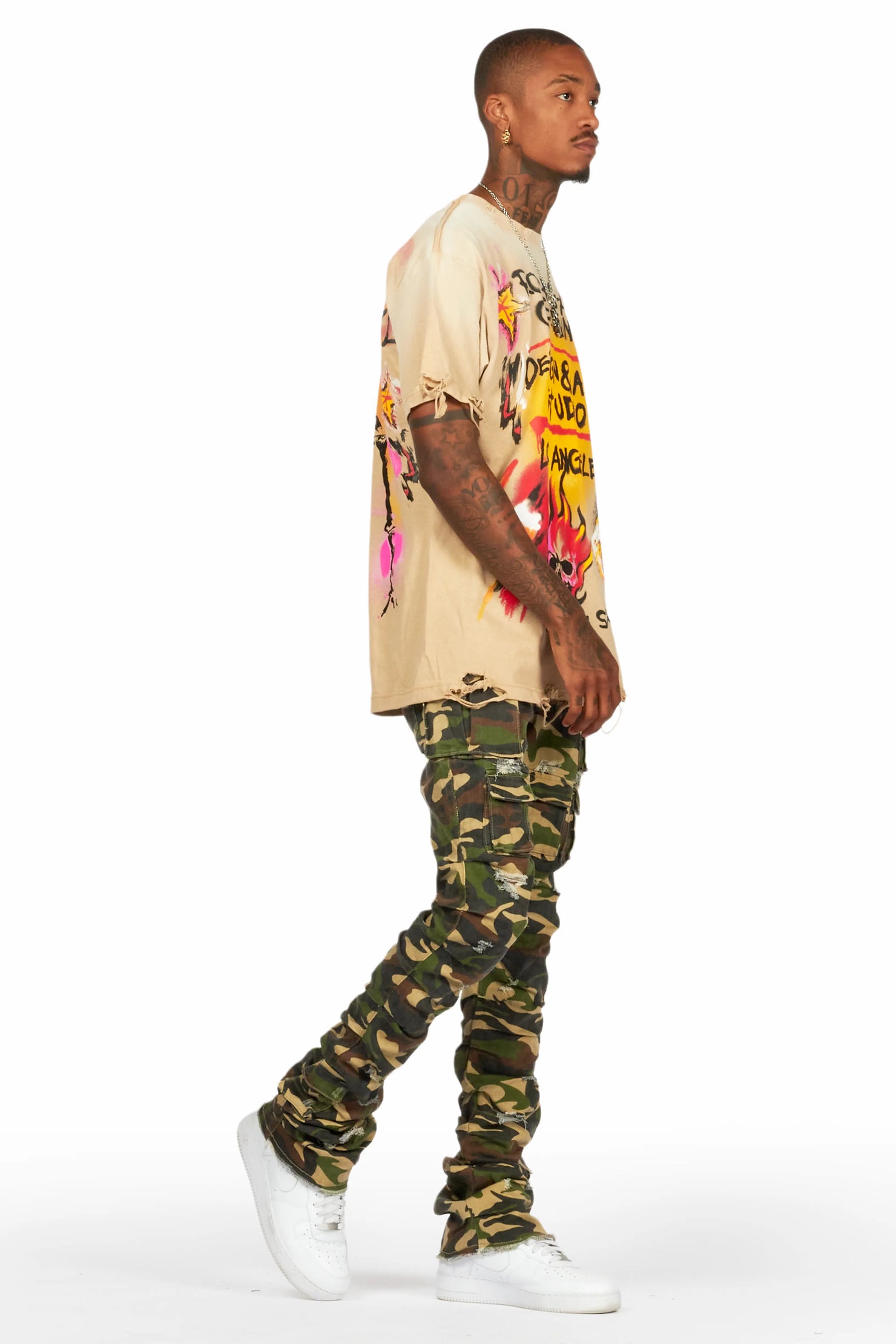 Gentry Camo Stacked Flare Jean