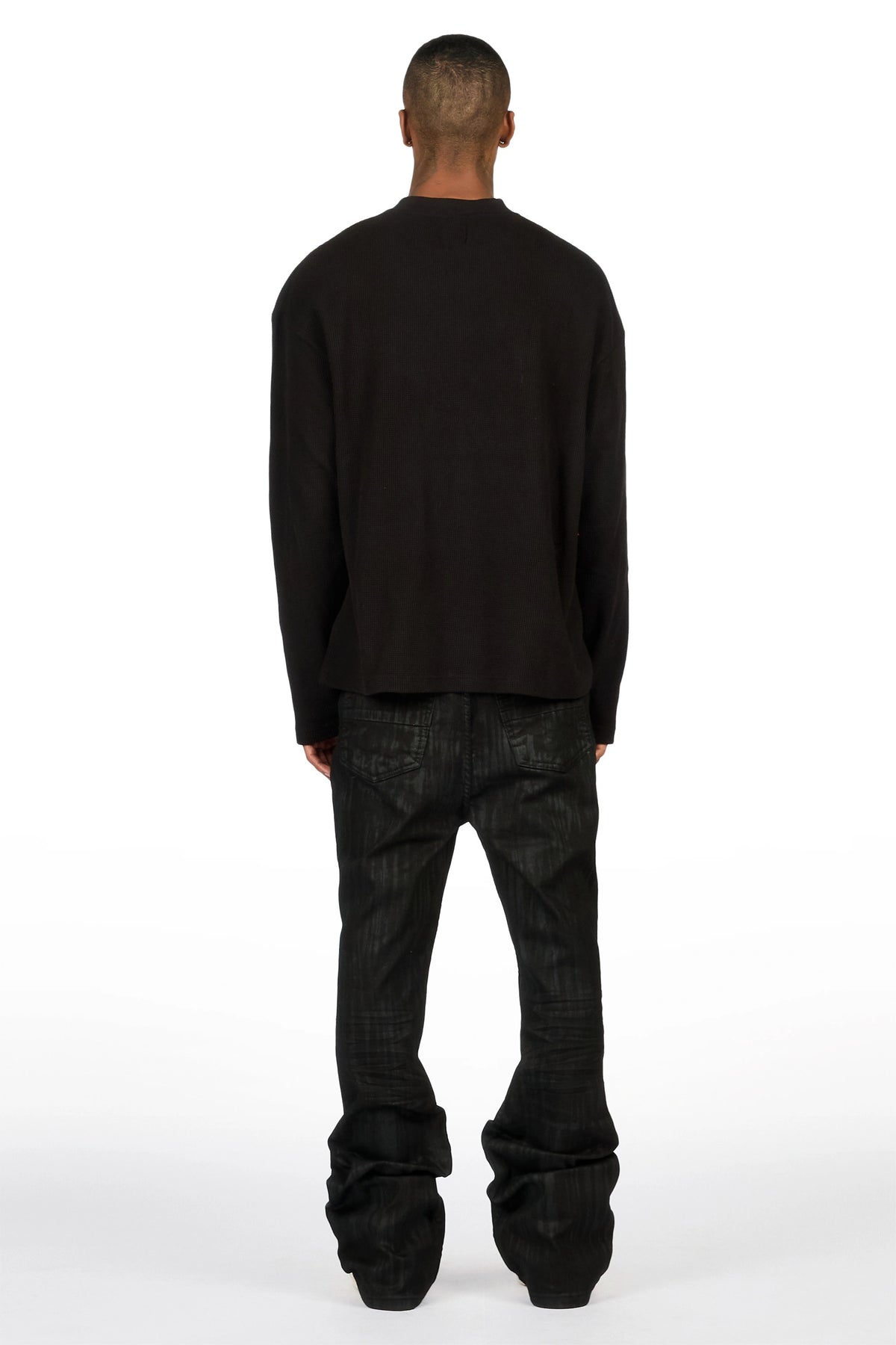 Atreus Black Drop Crotch Flare Jean