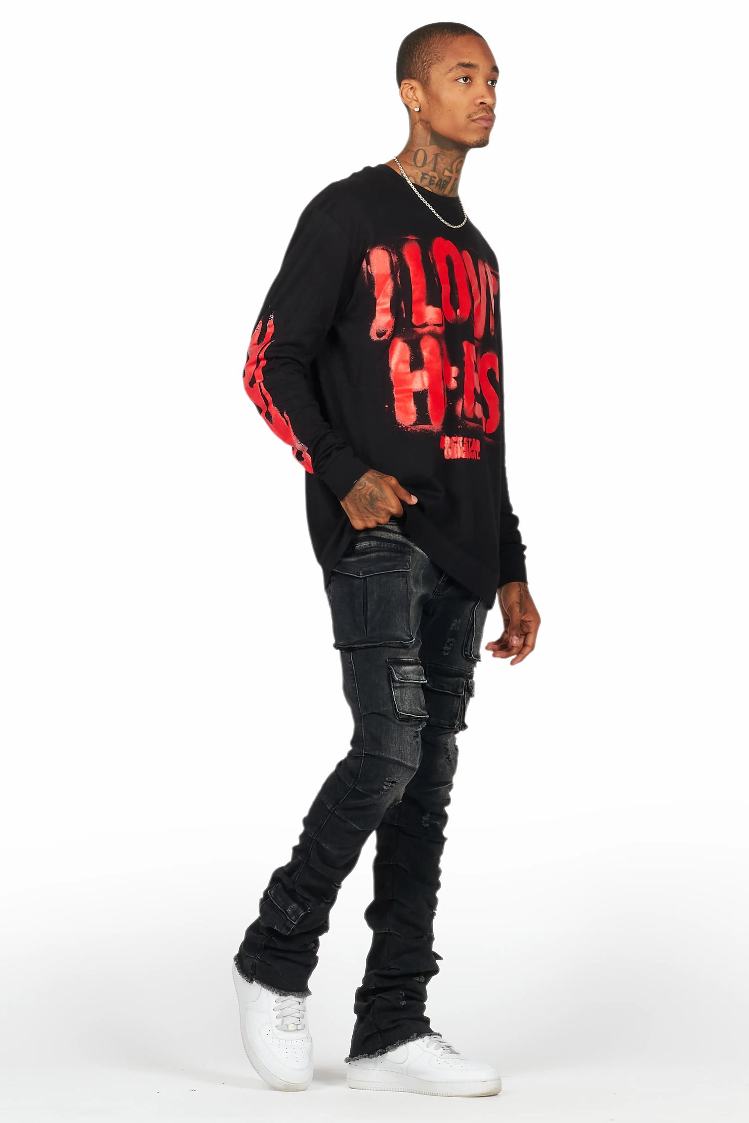 Banyan Black/Red Long Sleeve Graphic T-Shirt