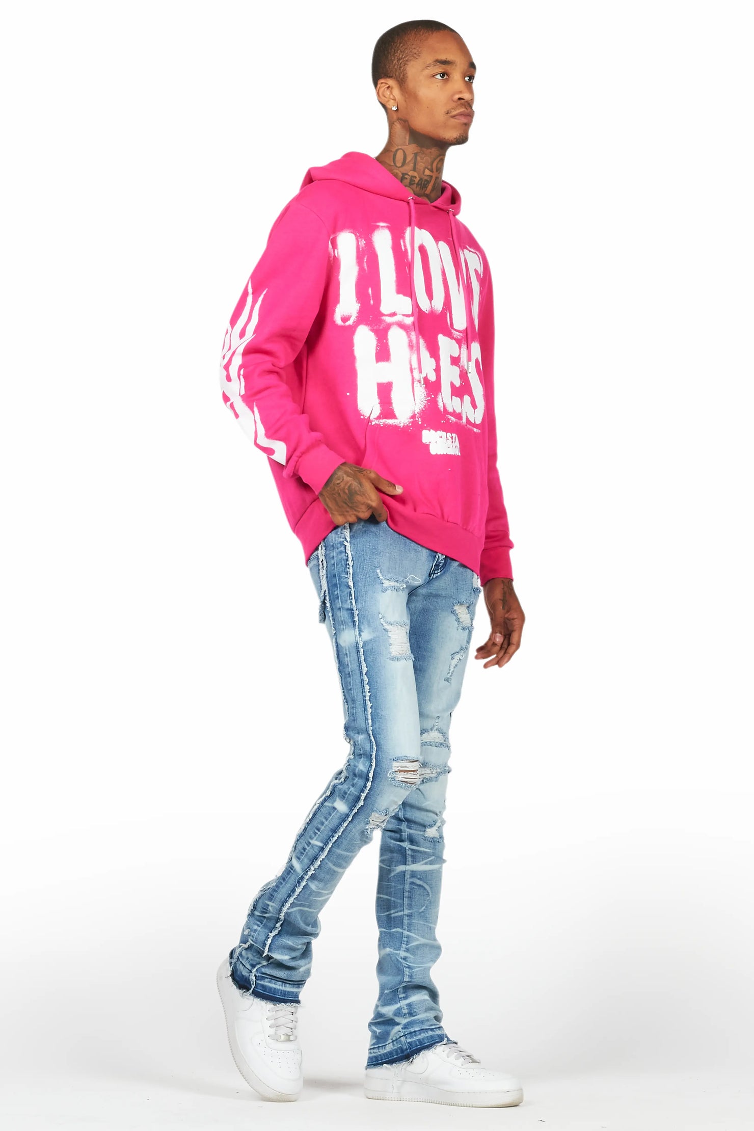 Rugged Blue Stacked Flare Jean