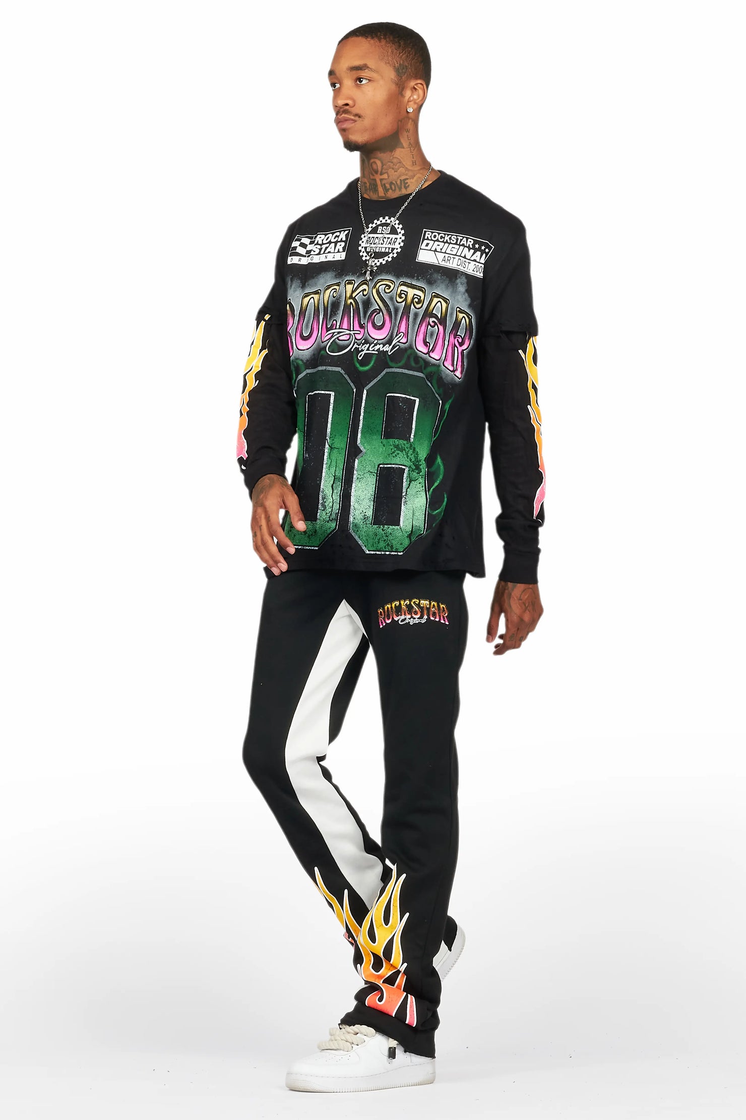 Quito Double Layer T-Shirt/Stacked Baggy Track Pant Set