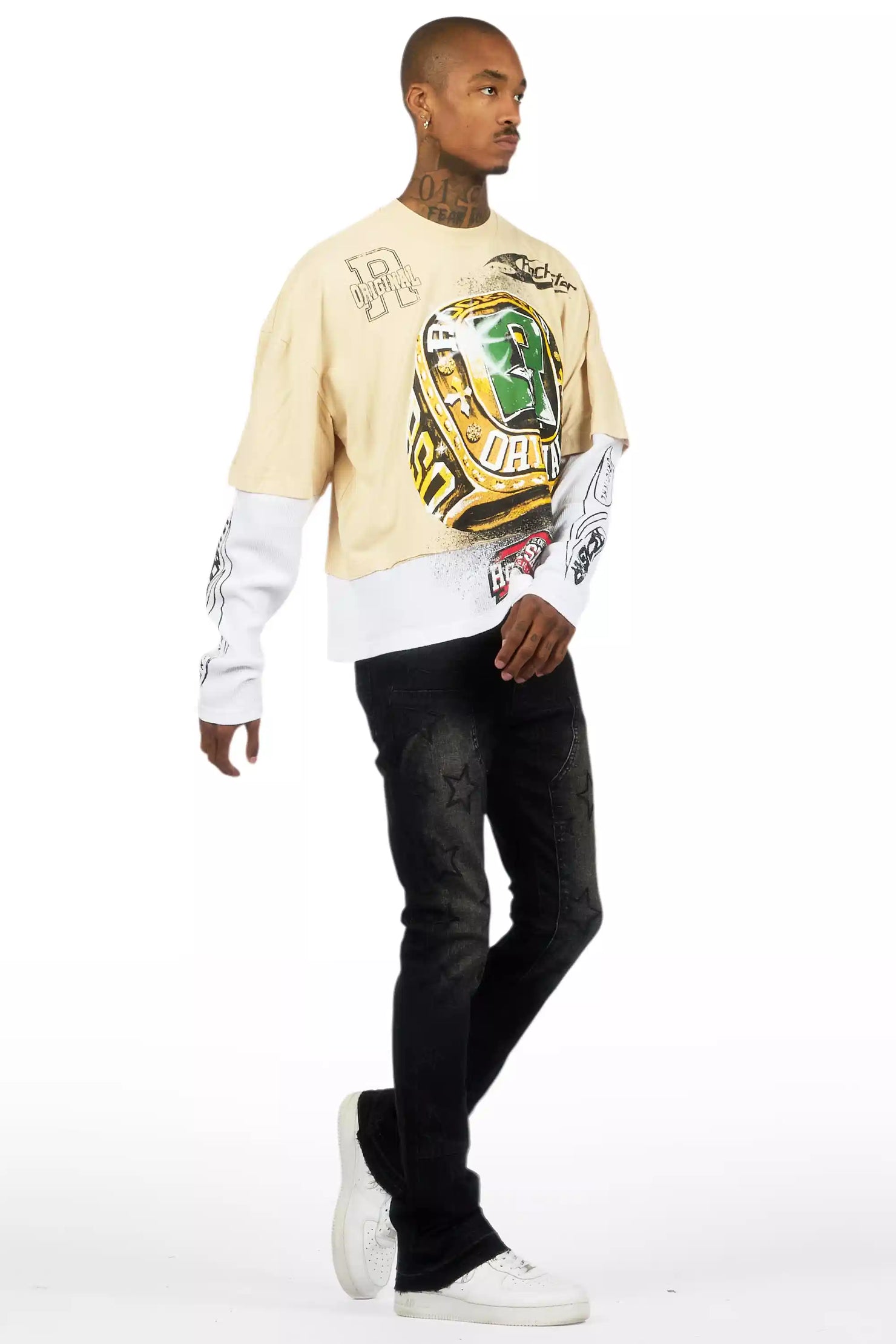 Starship Dark Grey Stacked Flare Jean