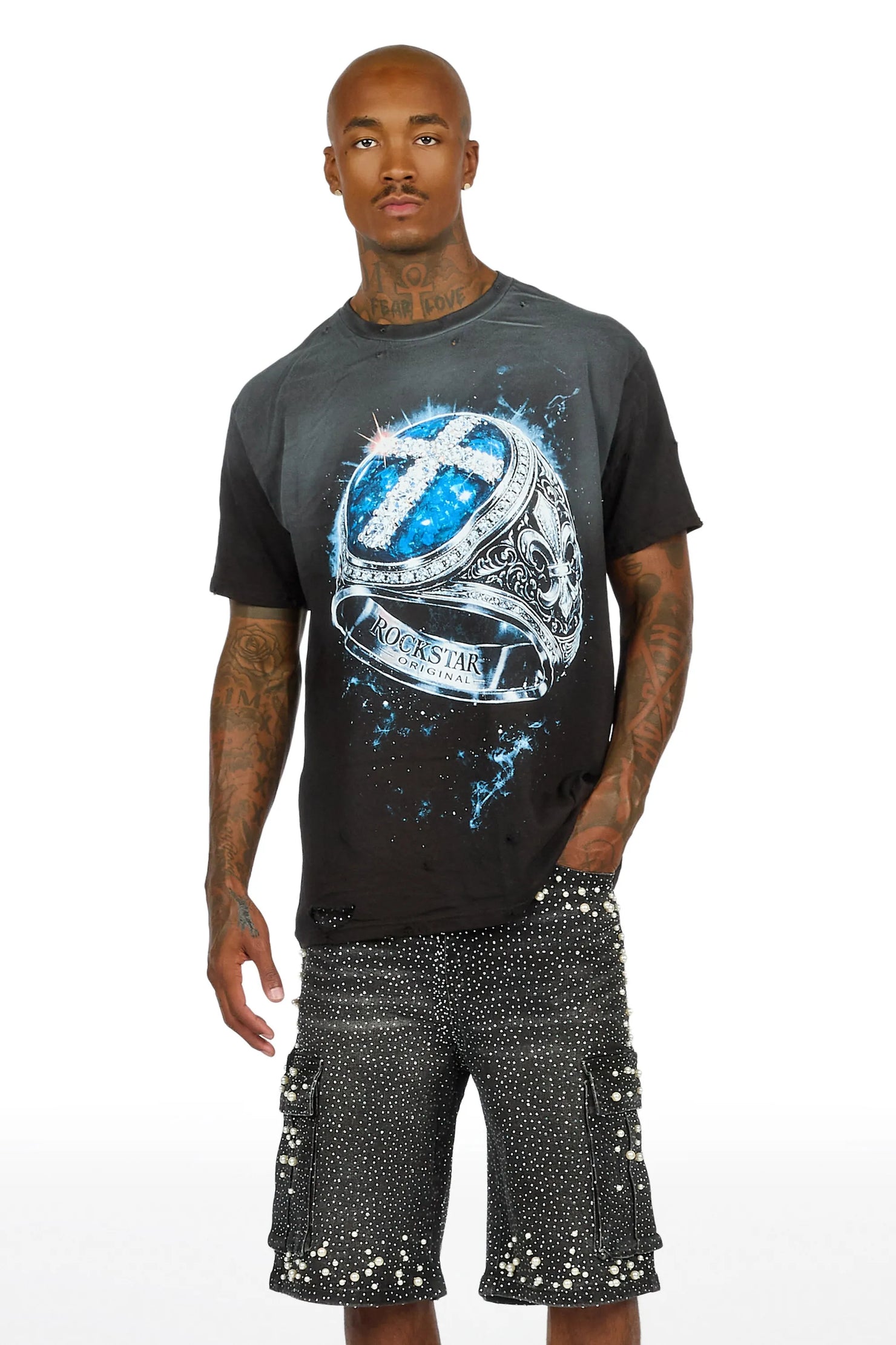 Zamie Black Oversized Graphic T-Shirt