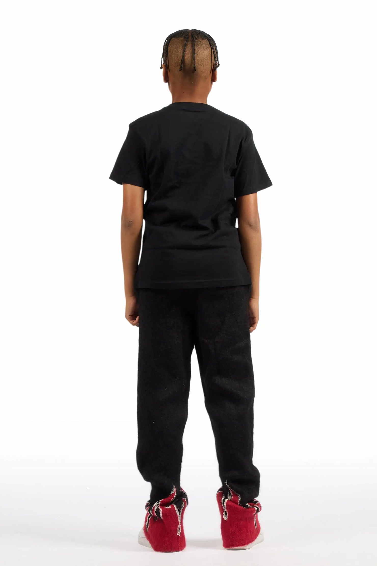 Boys Holger Black/Red Graphic Stacked Flare Mohair Track Pant