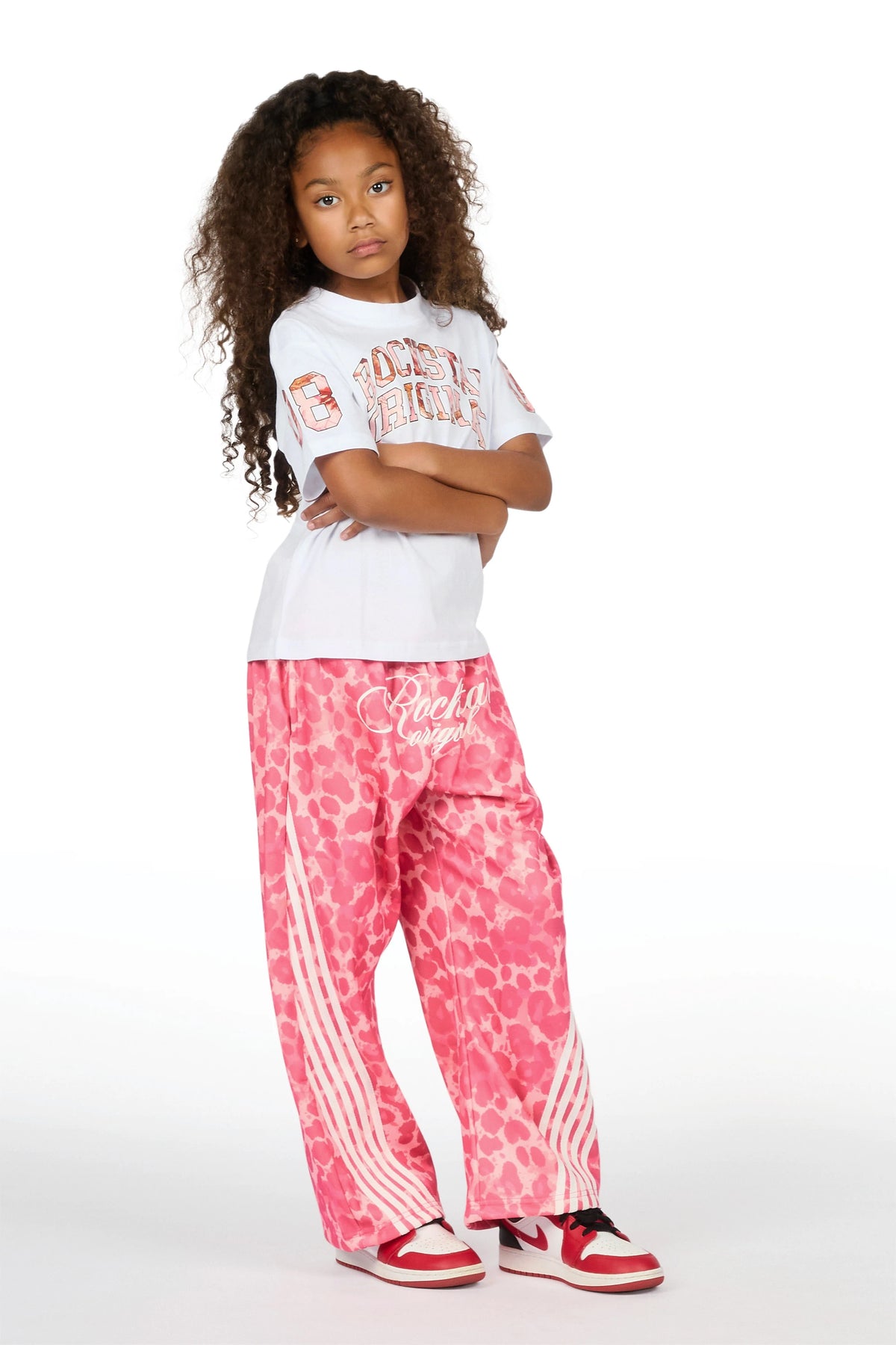 Girls Aerialla Pink/Cheetah Super Baggy Track Pant