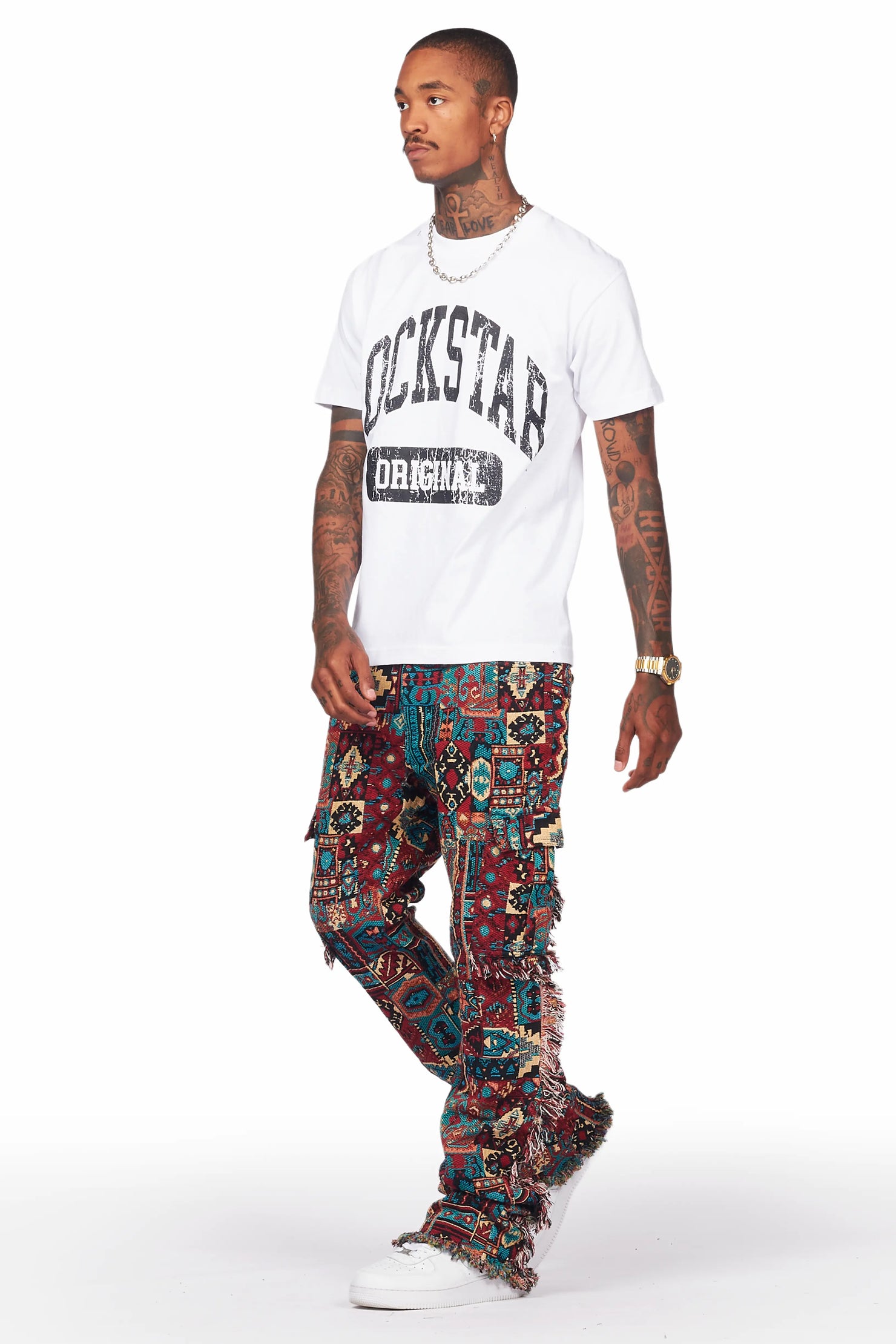 Ayami Red Slim Tapestry Flare Jean