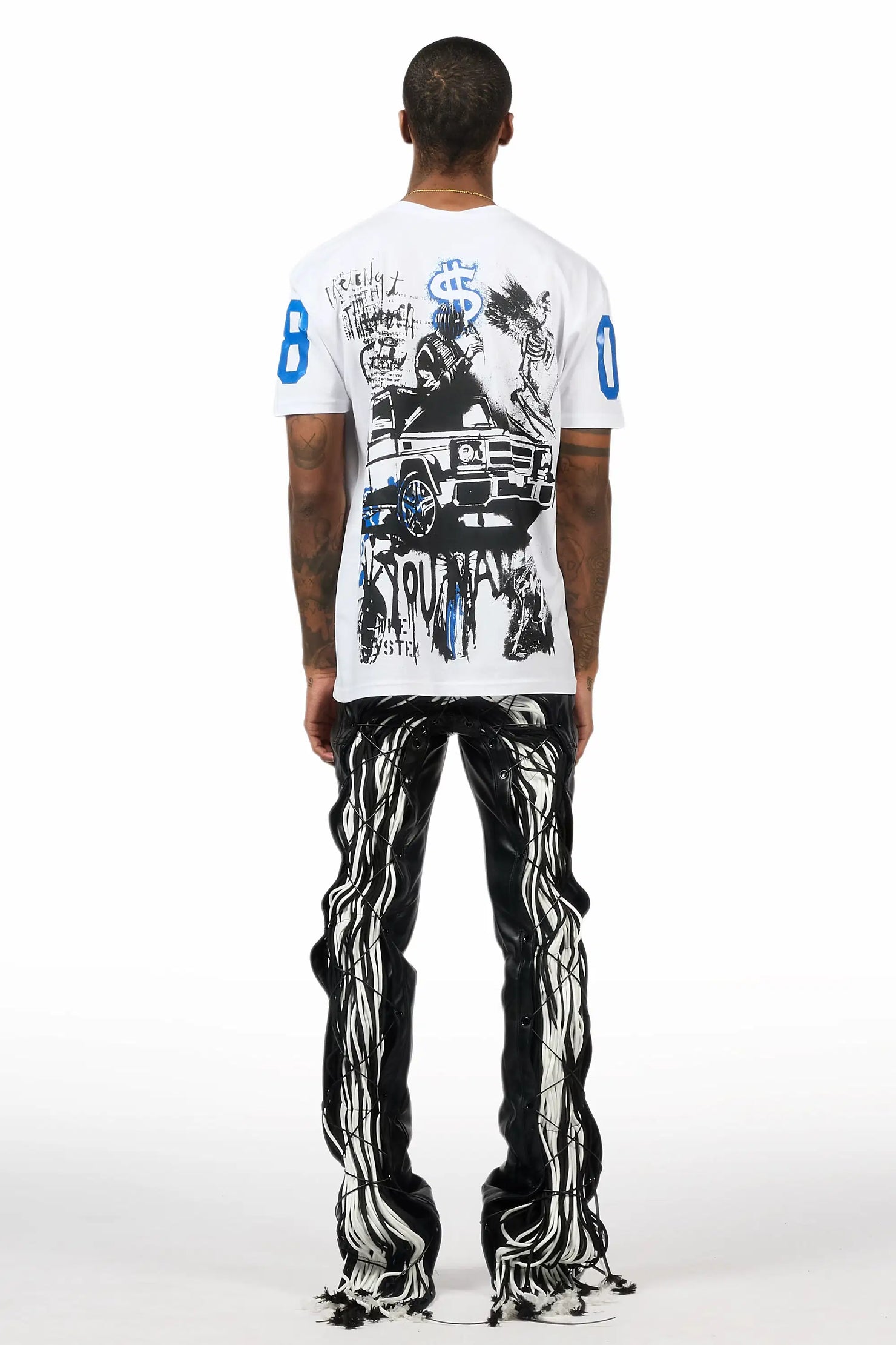 Otto Black Stacked Flare PU Pant
